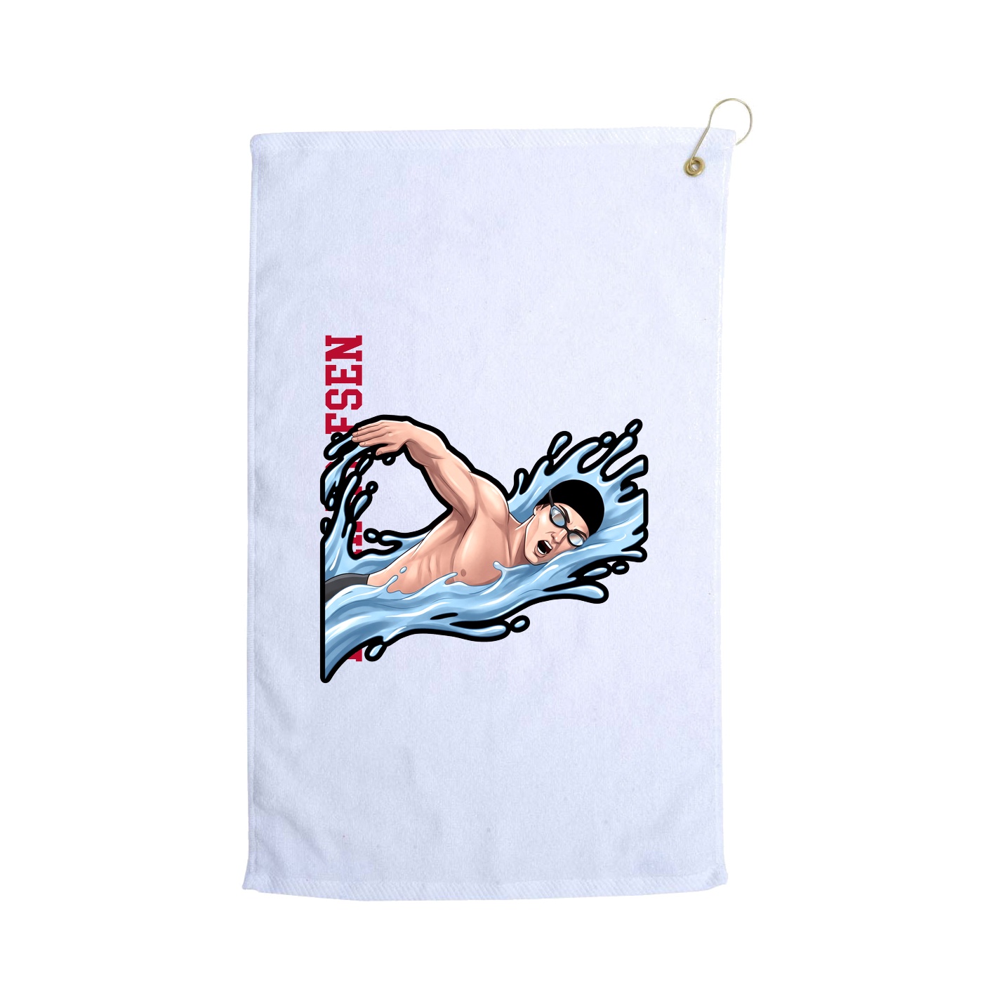 Golf Towel — Name Vertical in White