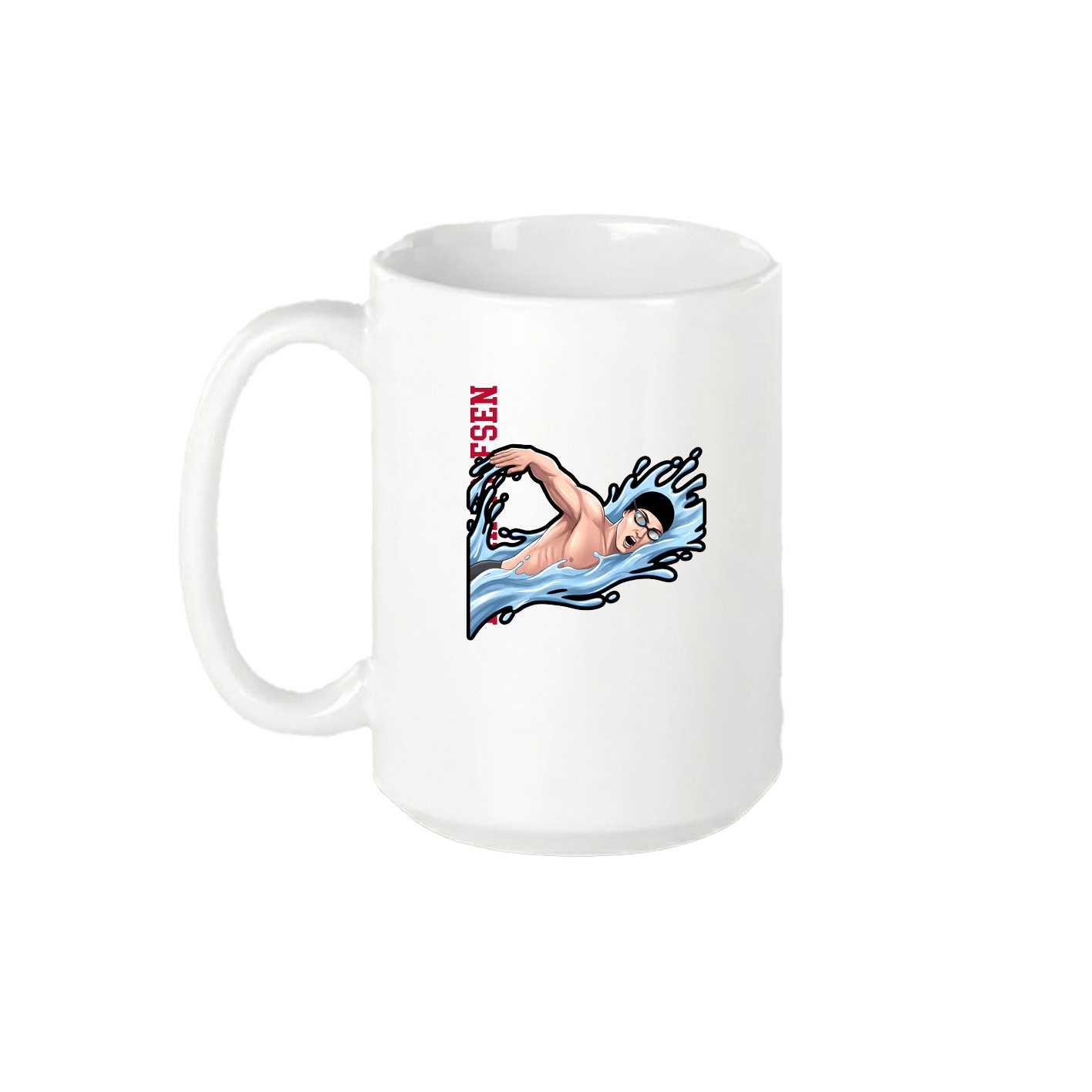 15oz Coffee Mug — Name Vertical in White