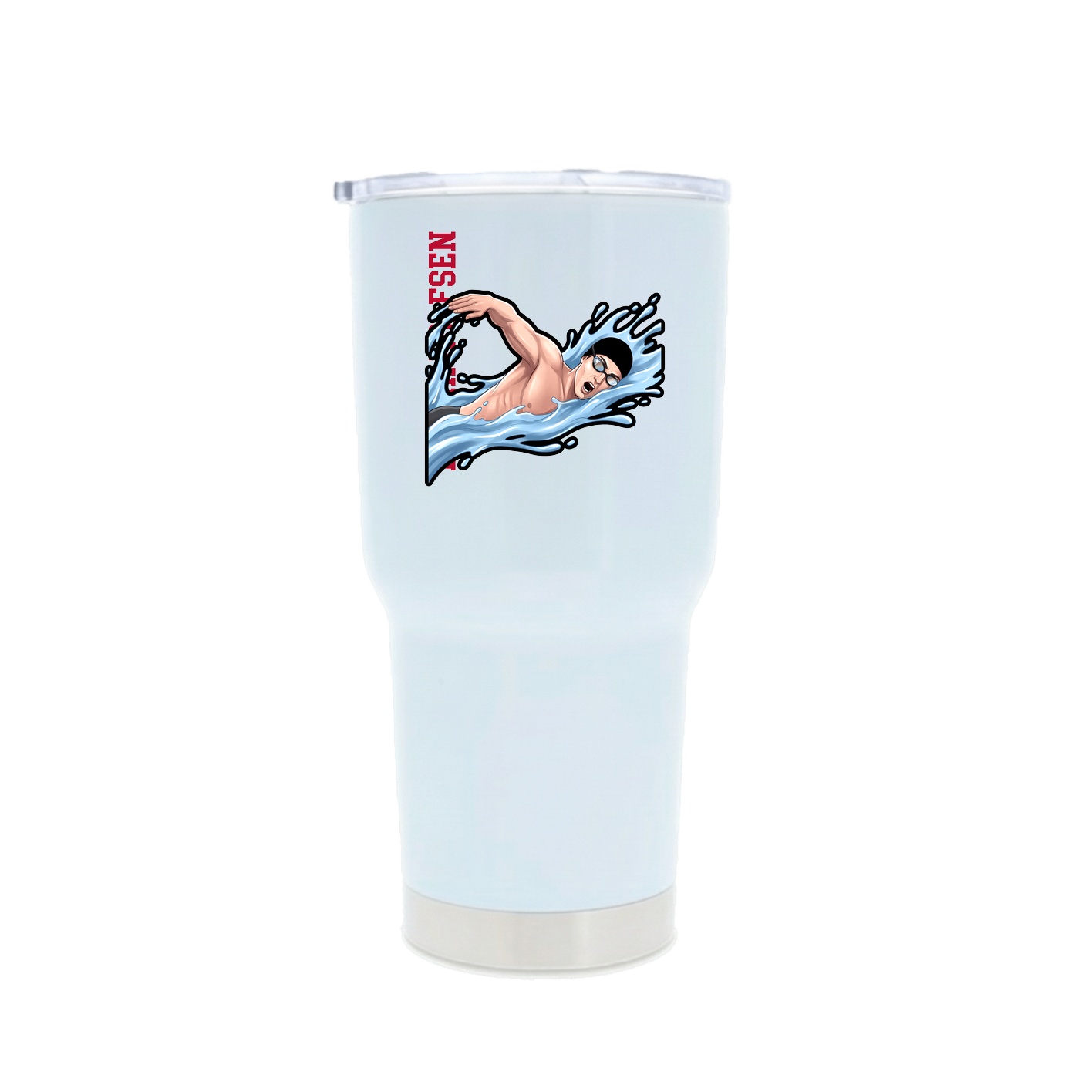 30oz Stainless Steel Tumbler — Name Vertical in White