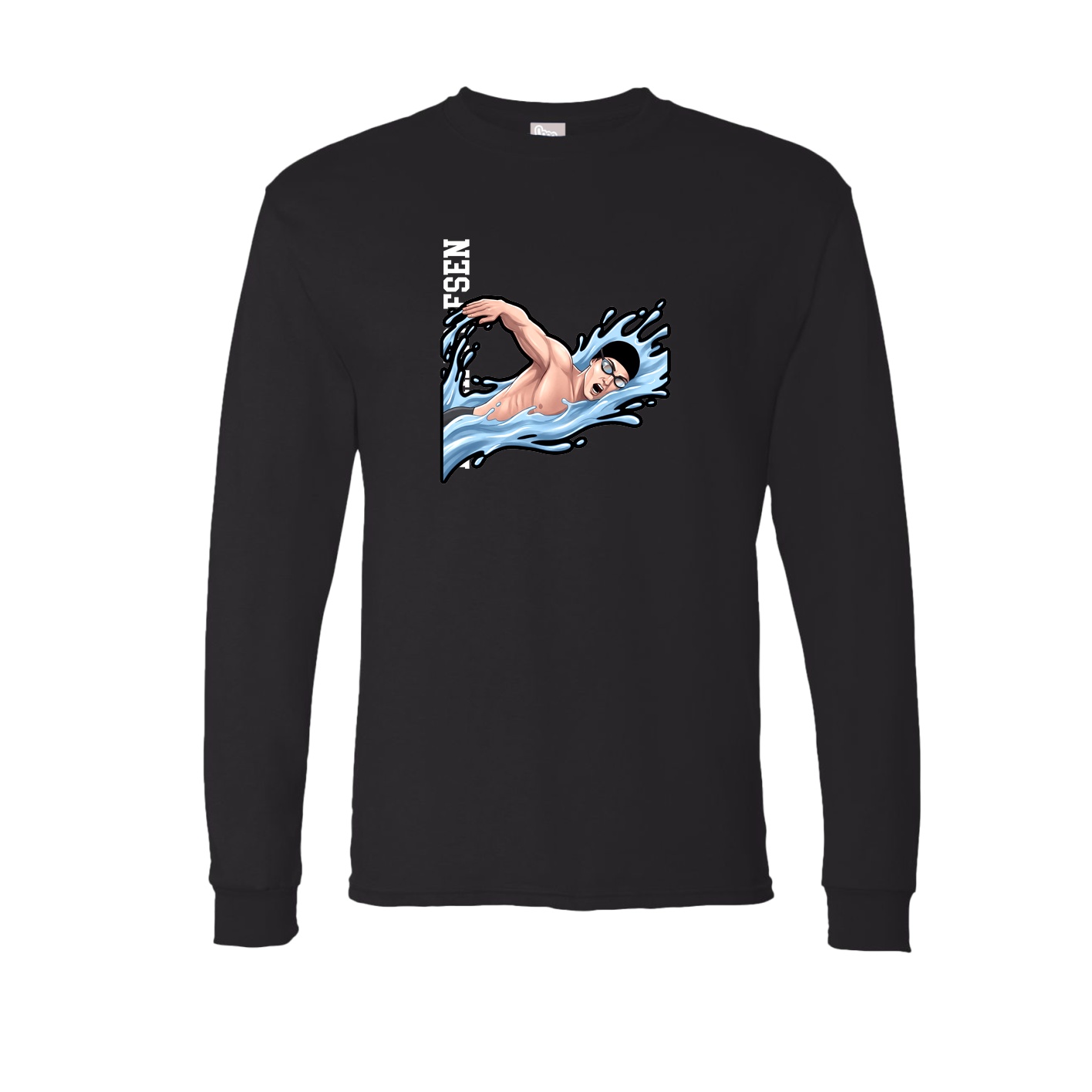 Long Sleeve Tee — Name Vertical in Black