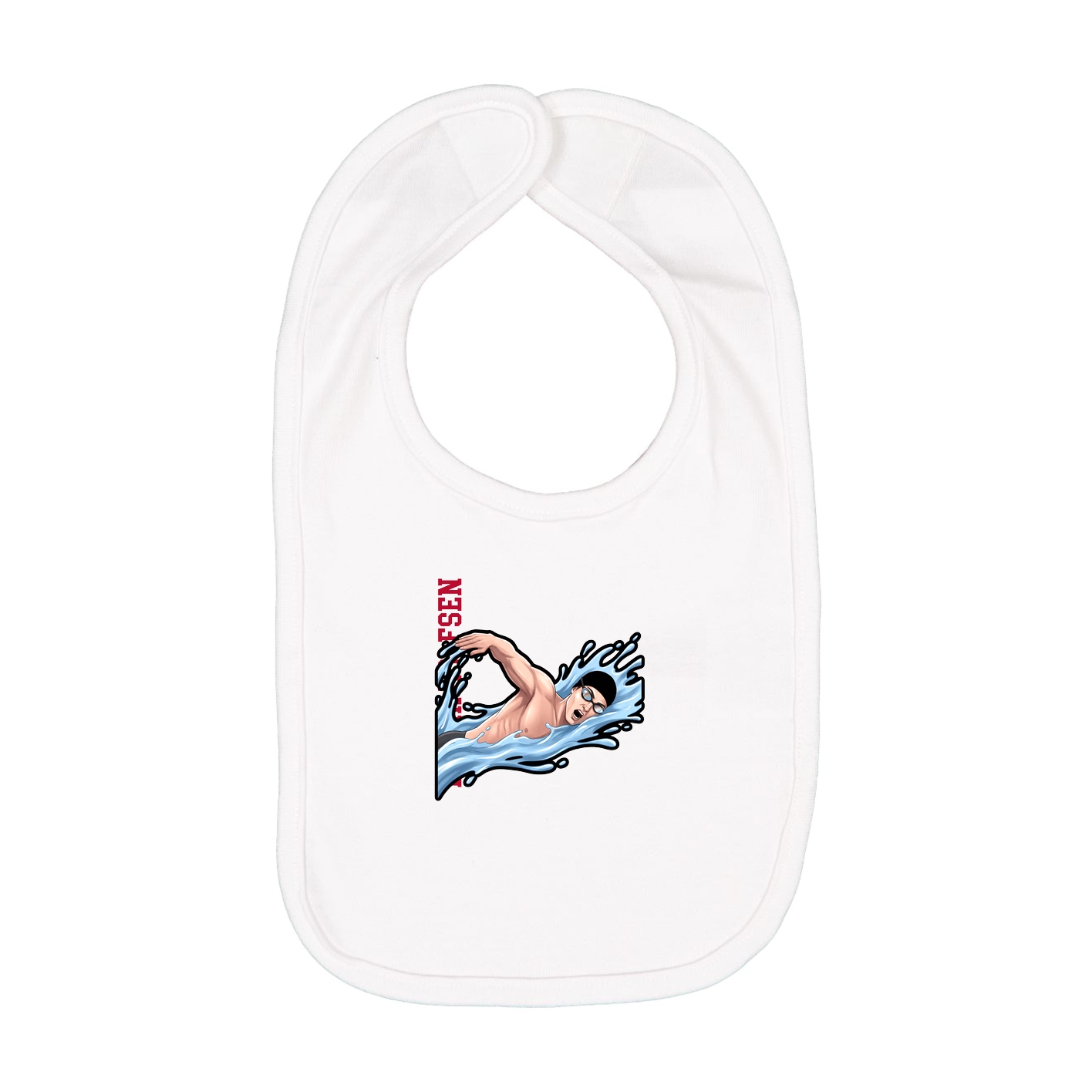 Infant Bib — Name Vertical in White