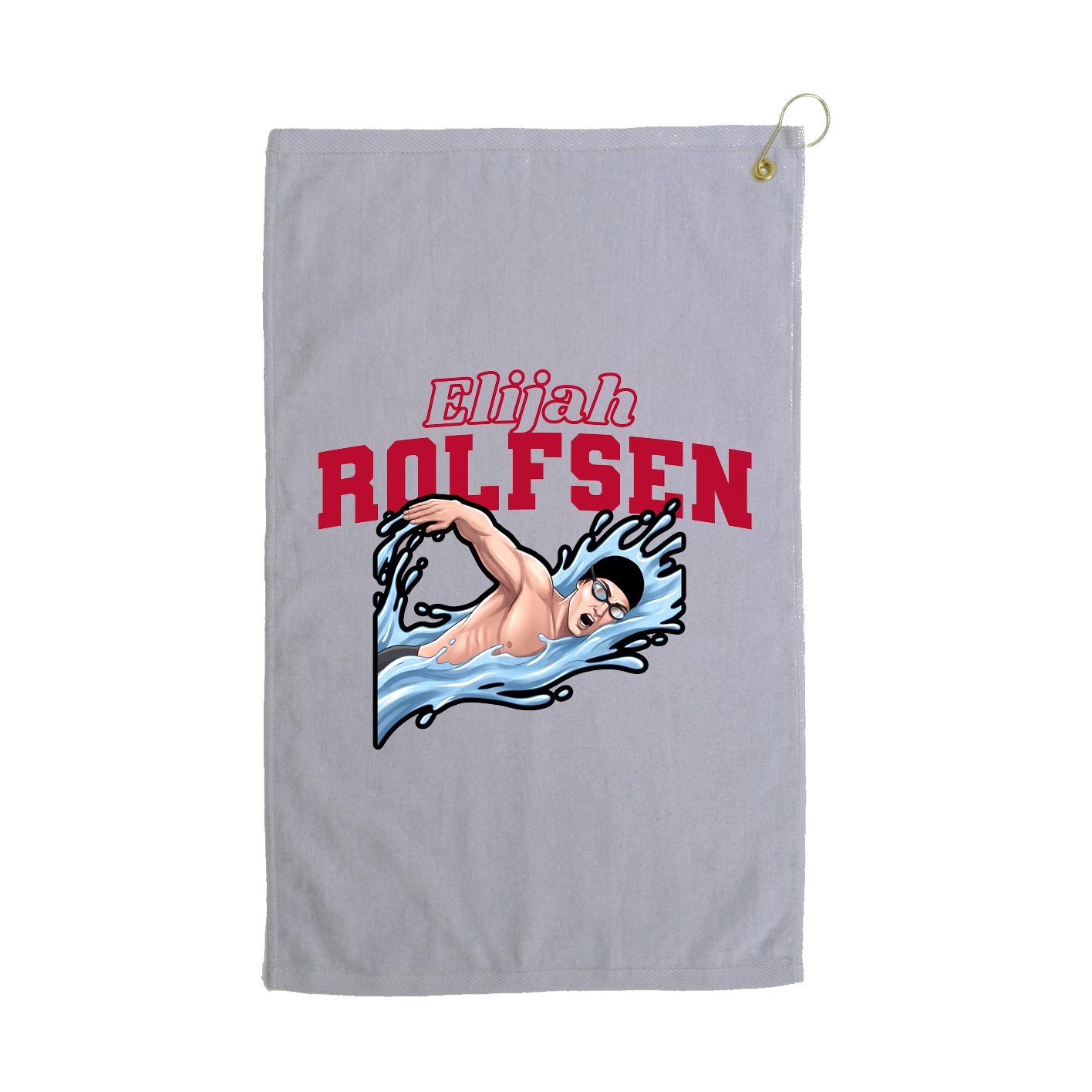 Golf Towel — Name Arch in Grey