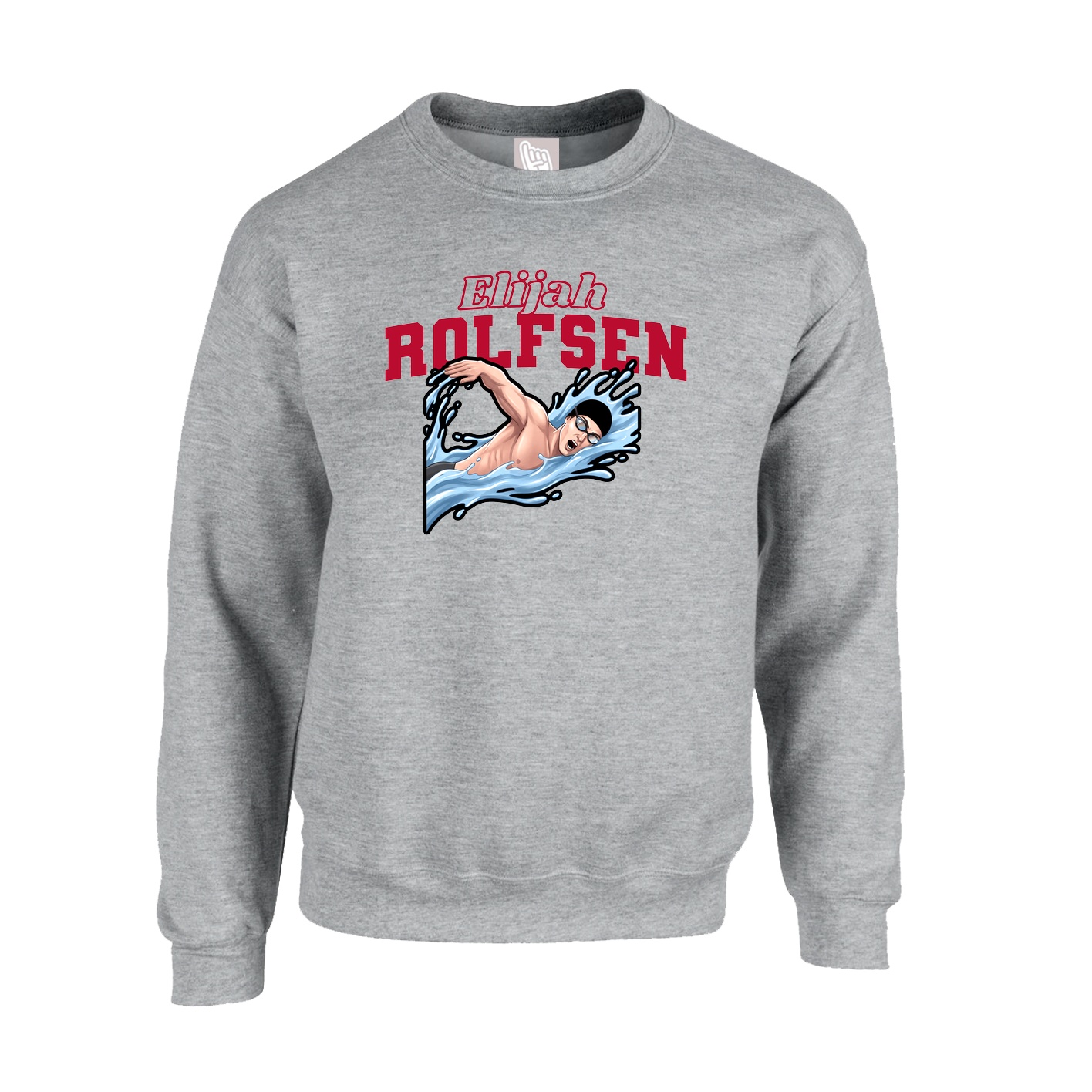 Fleece Crew — Name Arch in Grey