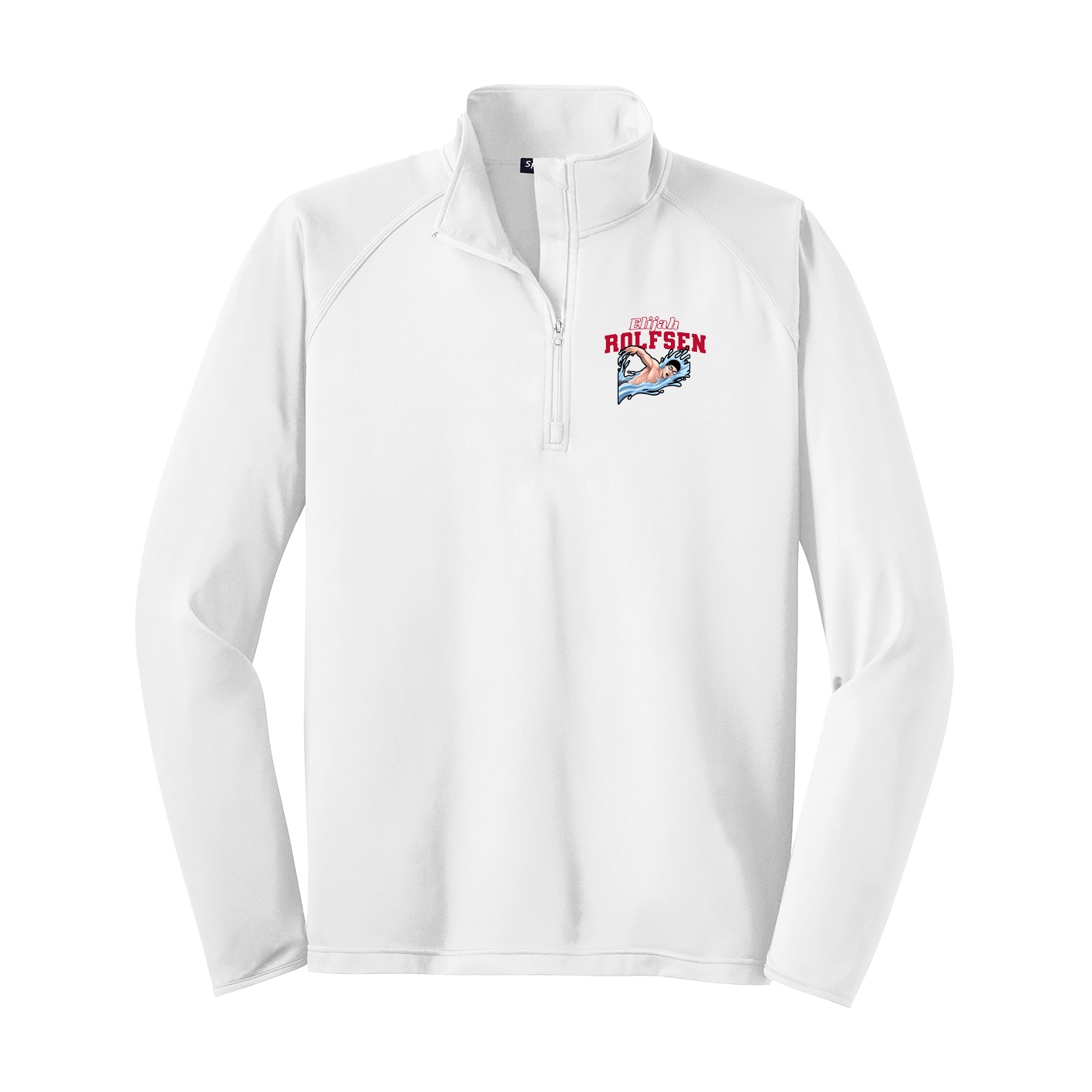Q-Zip Pullover — Name Arch in White
