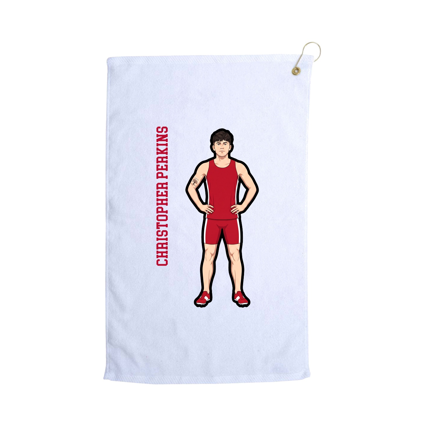 Golf Towel — Name Vertical in White