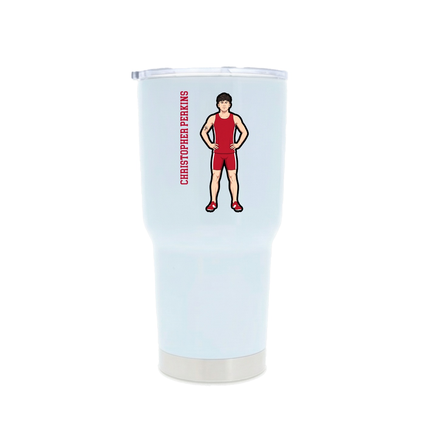 30oz Stainless Steel Tumbler — Name Vertical in White
