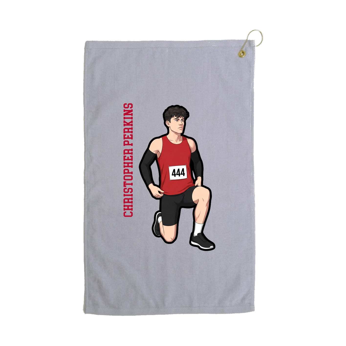 Golf Towel — Name Vertical in Grey