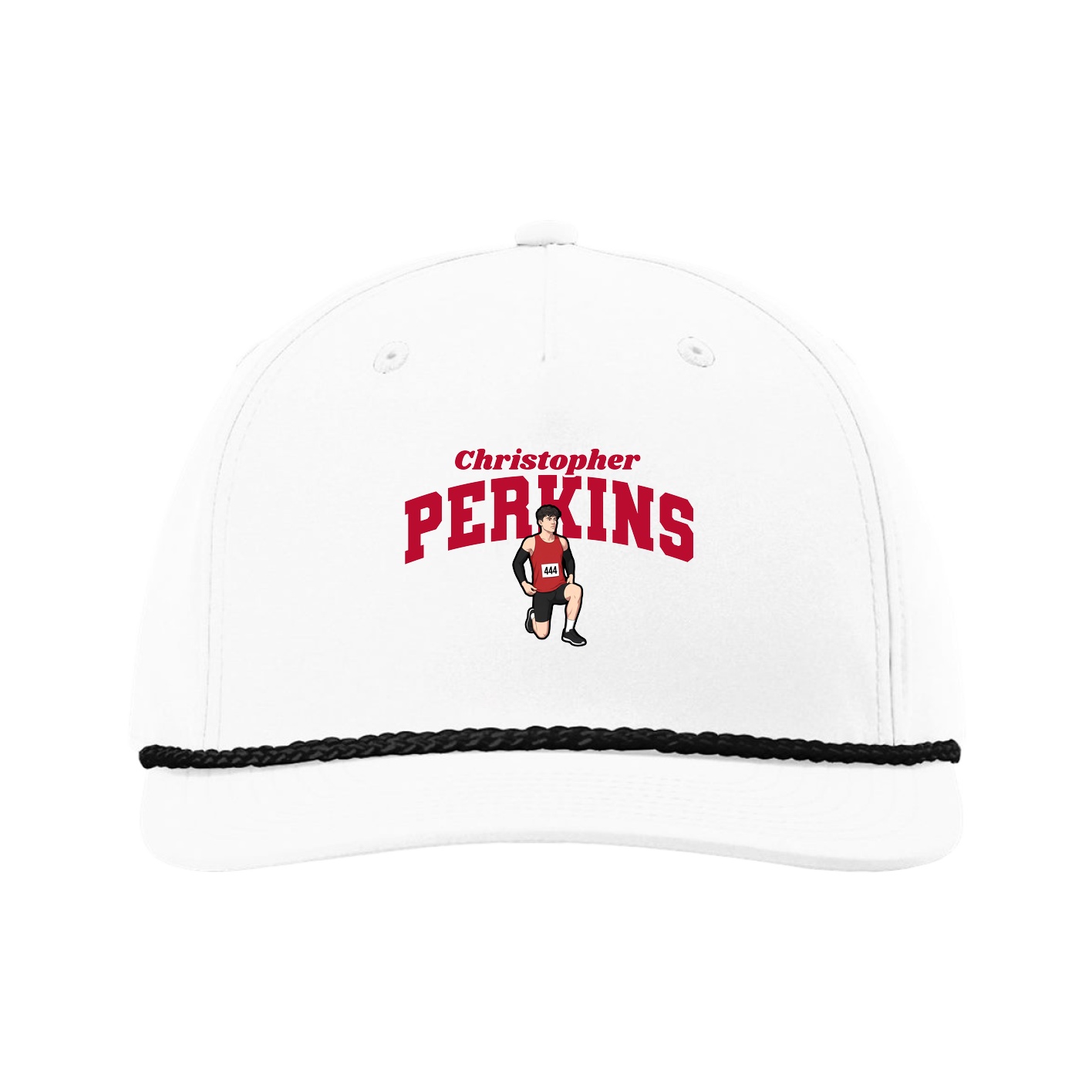 Five-Panel Classic Rope Cap — Signature Arch in White