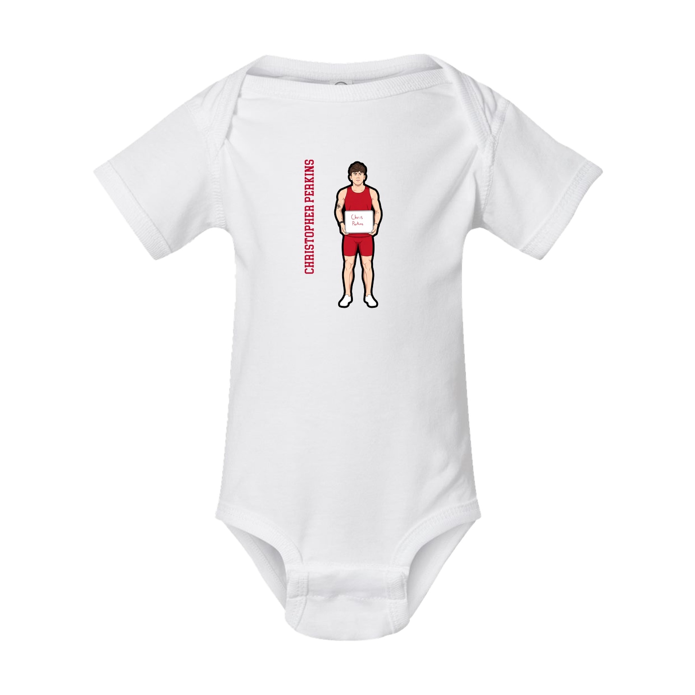 Baby Onesie — Name Vertical in White