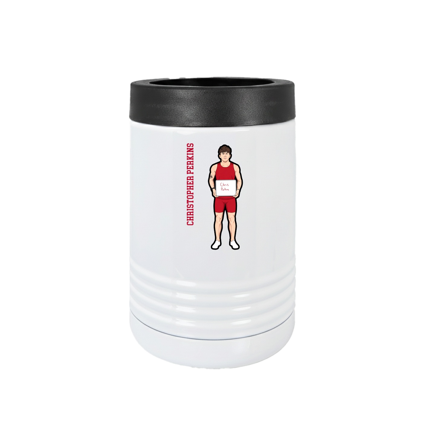 Beverage Holder — Name Vertical in White