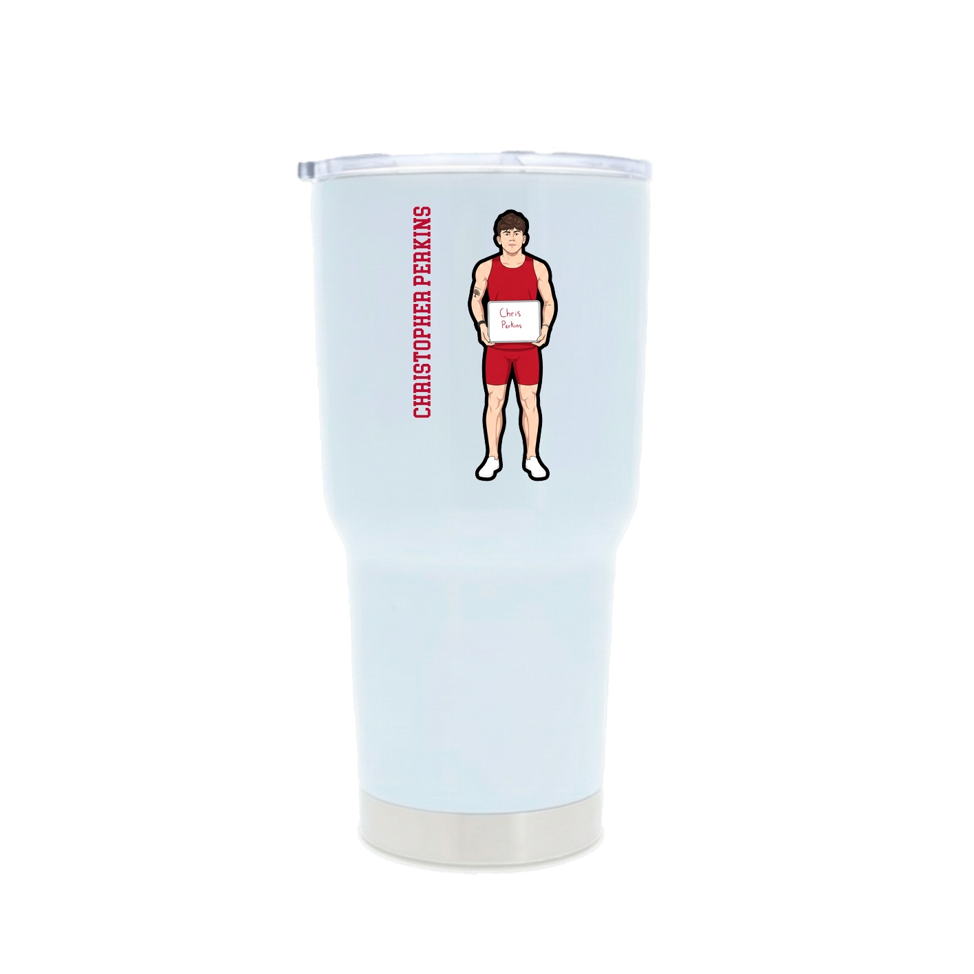 30oz Stainless Steel Tumbler — Name Vertical in White