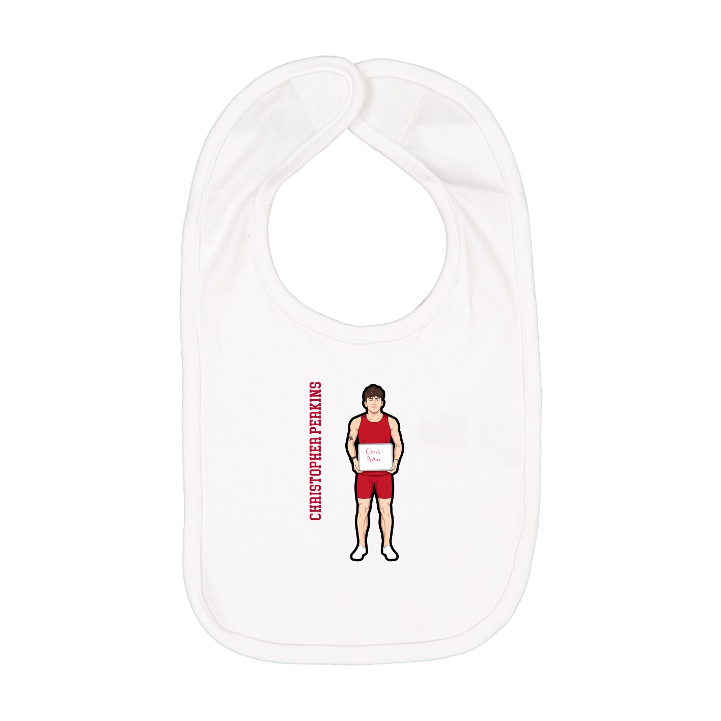 Infant Bib — Name Vertical in White