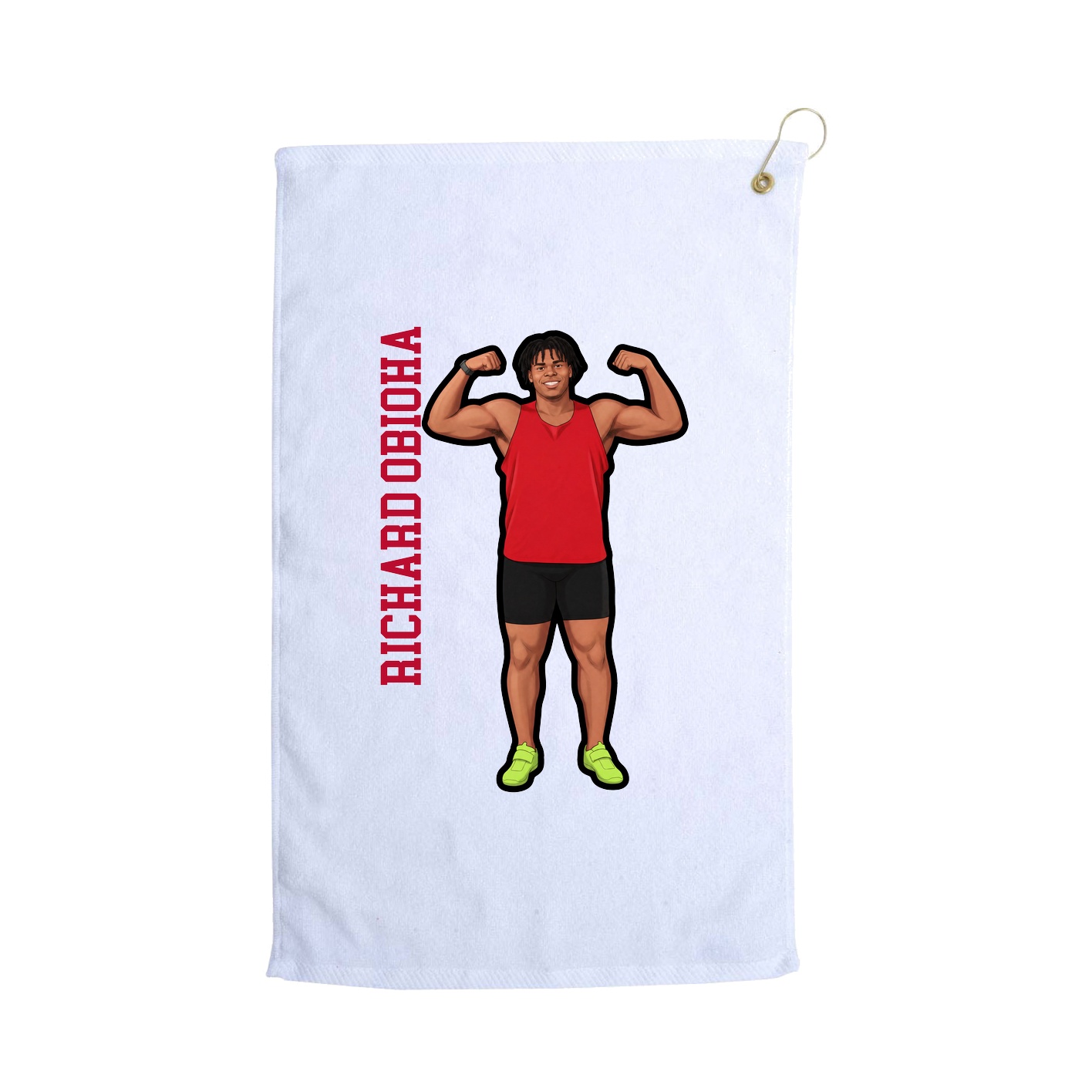 Golf Towel — Name Vertical in White
