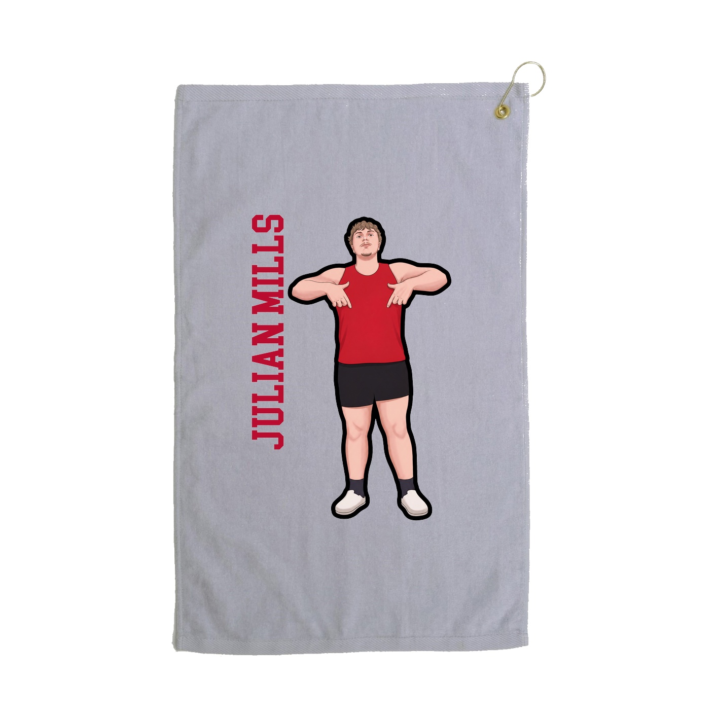 Golf Towel — Name Vertical in Grey
