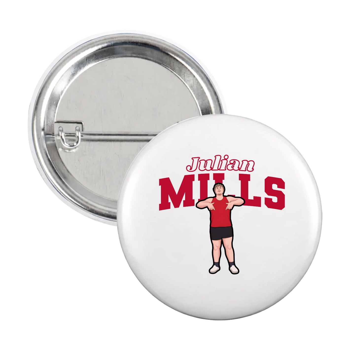 Game Day Button — Name Arch in White