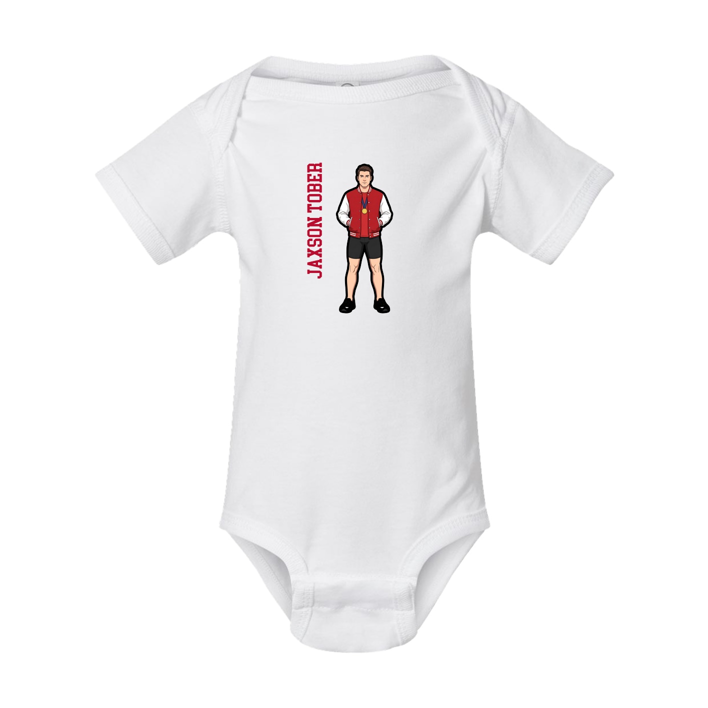 Baby Onesie — Name Vertical in White