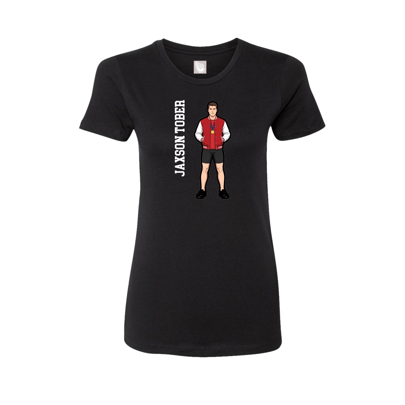 Womens Tee — Name Vertical in Black