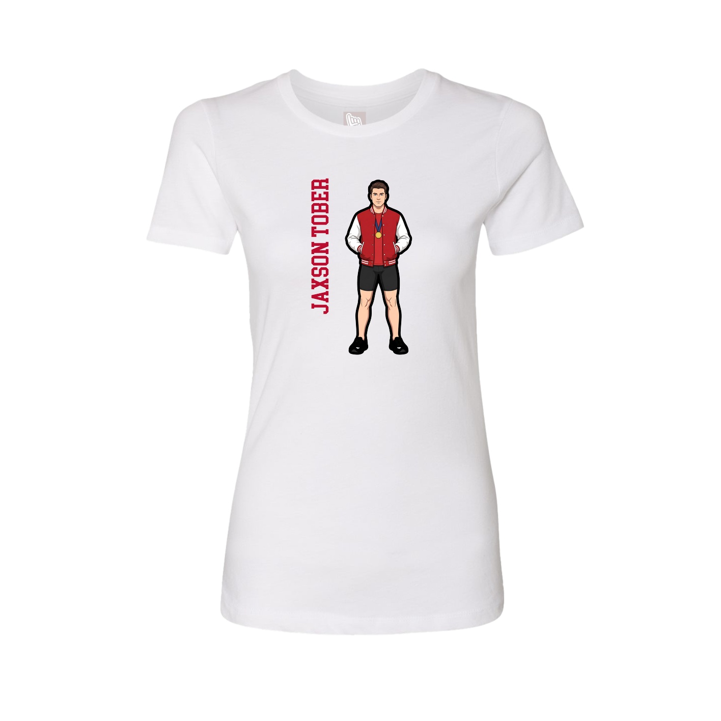 Fitted Women's Tee — Name Vertical in White