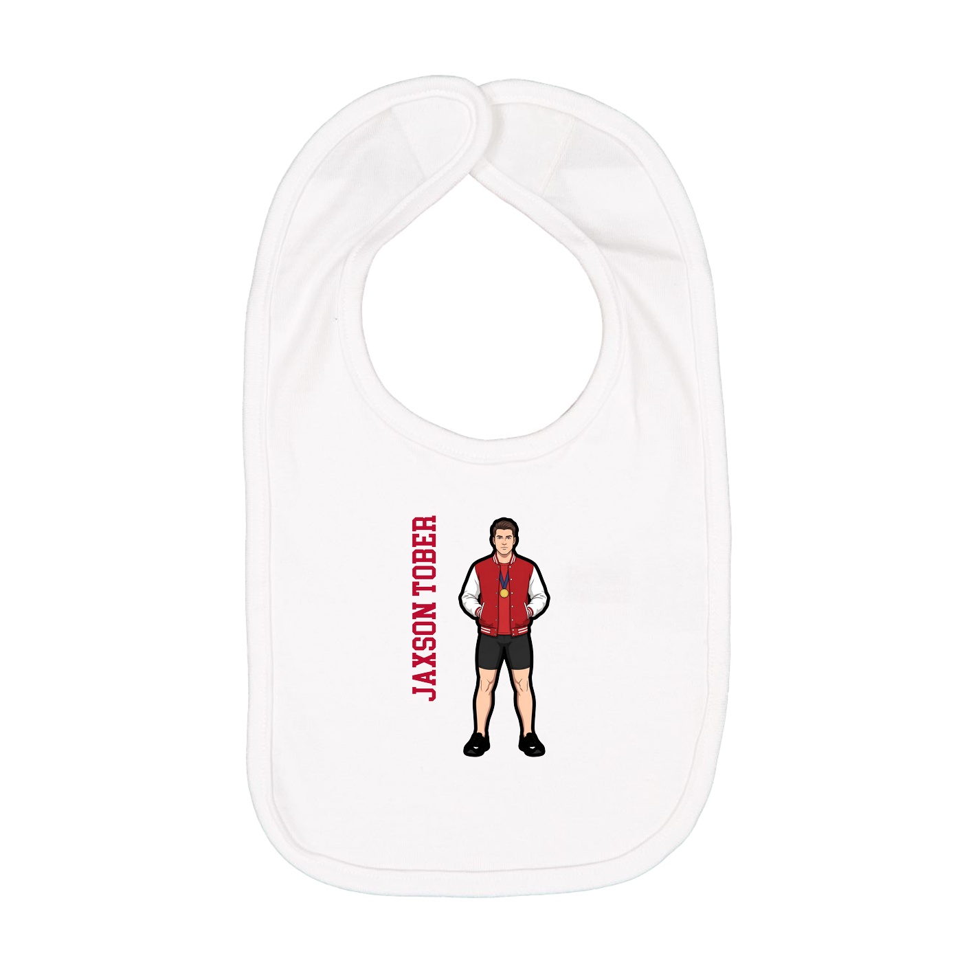 Infant Bib — Name Vertical in White