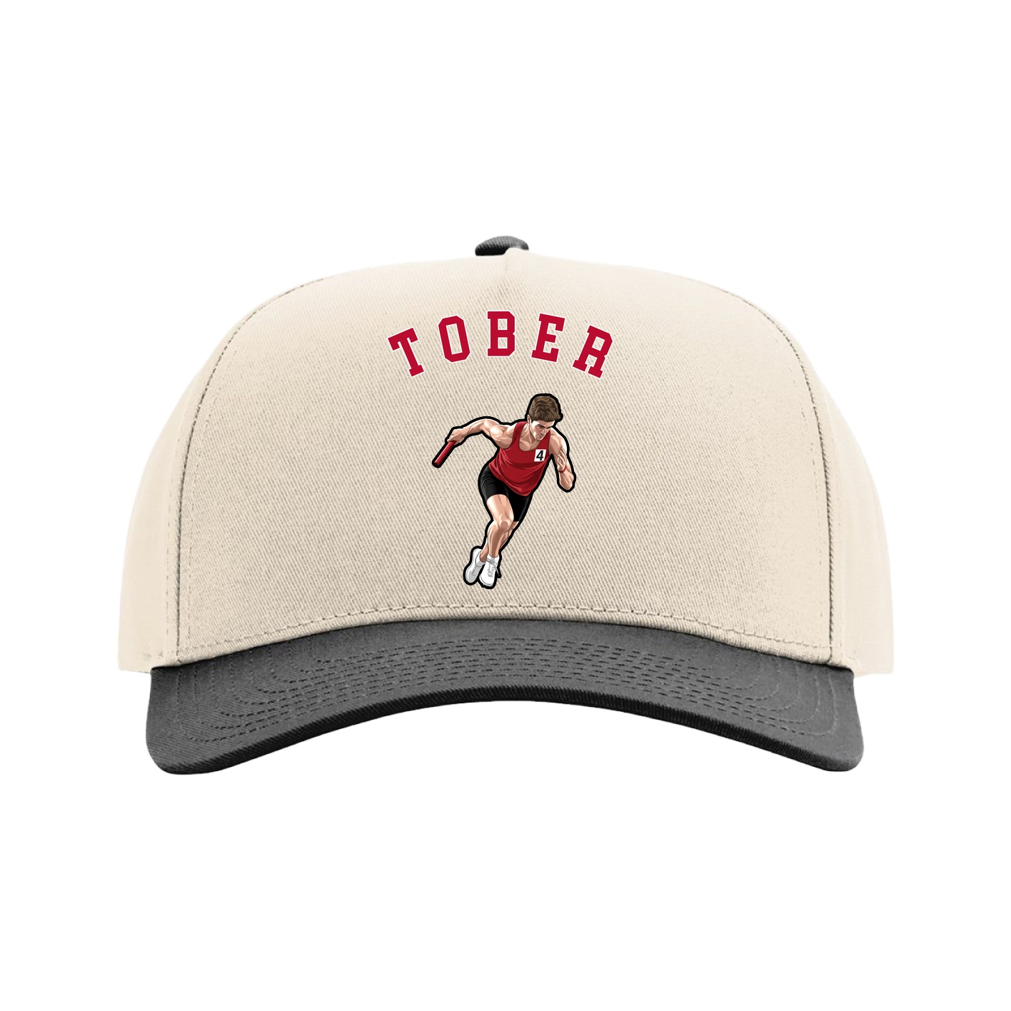 Full Fabric Five-Panel Champ Cap — Shirsey Arch in Cream/Black