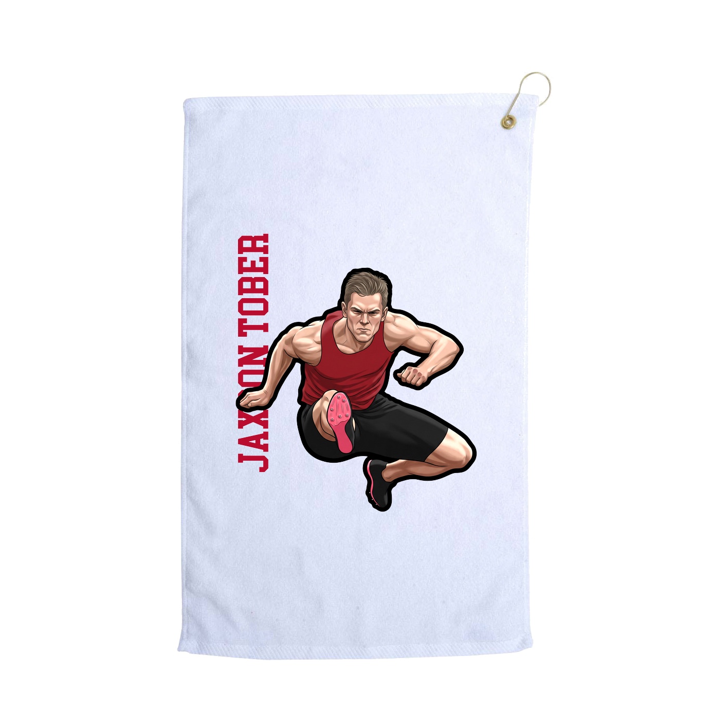 Golf Towel — Name Vertical in White