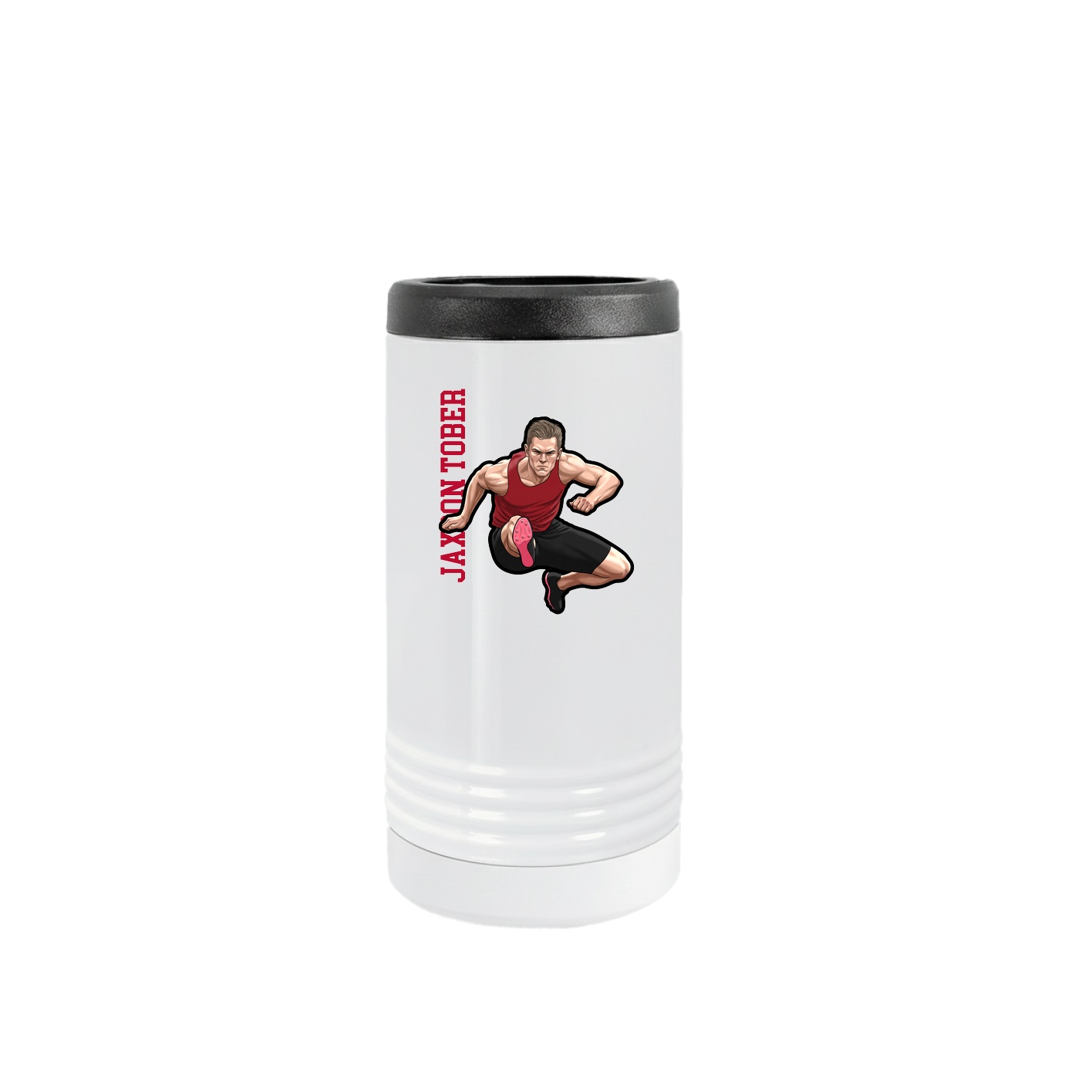 Slim Beverage Holder — Name Vertical in White
