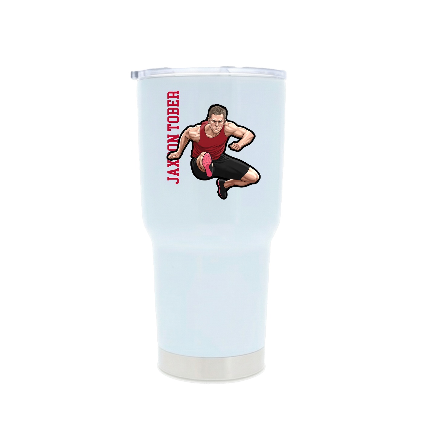 30oz Stainless Steel Tumbler — Name Vertical in White