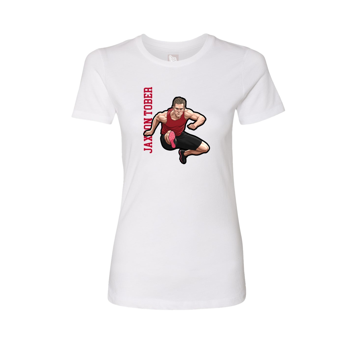 Fitted Women's Tee — Name Vertical in White