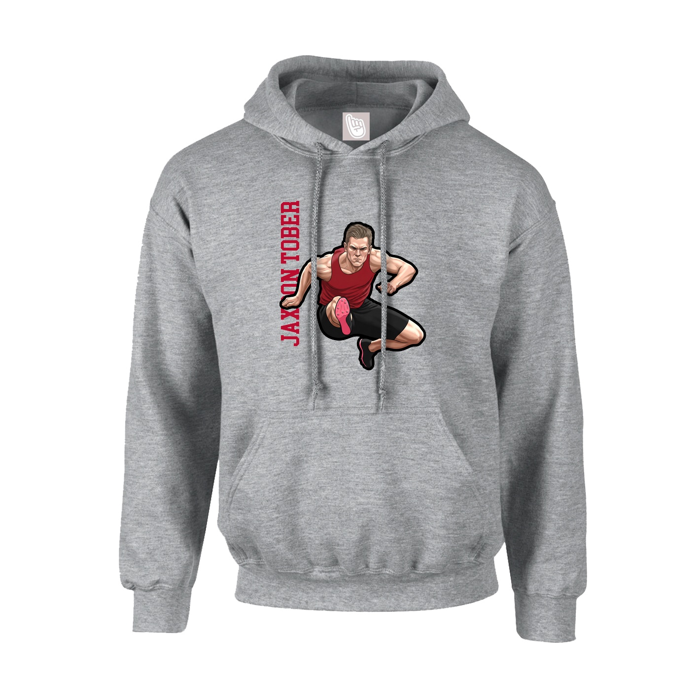 Hoodie — Name Vertical in Grey