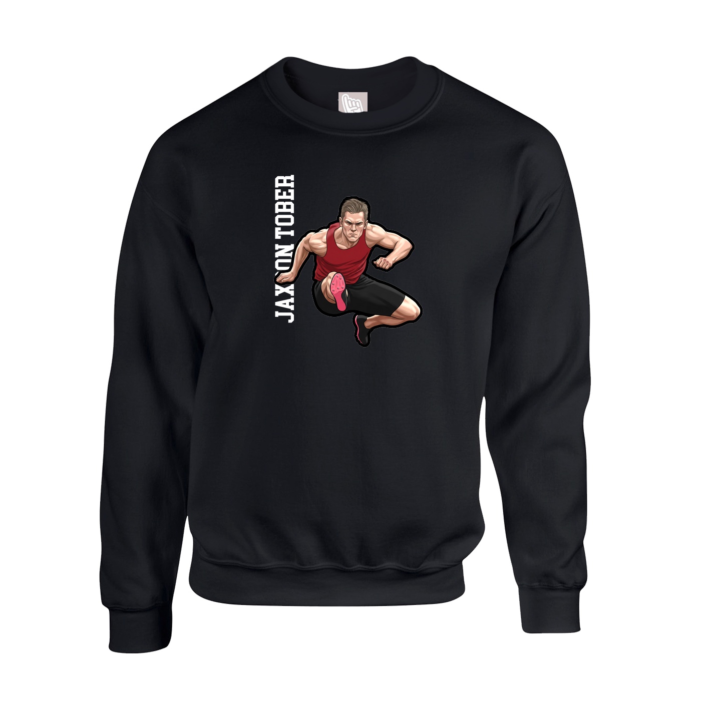 Fleece Crew — Name Vertical in Black