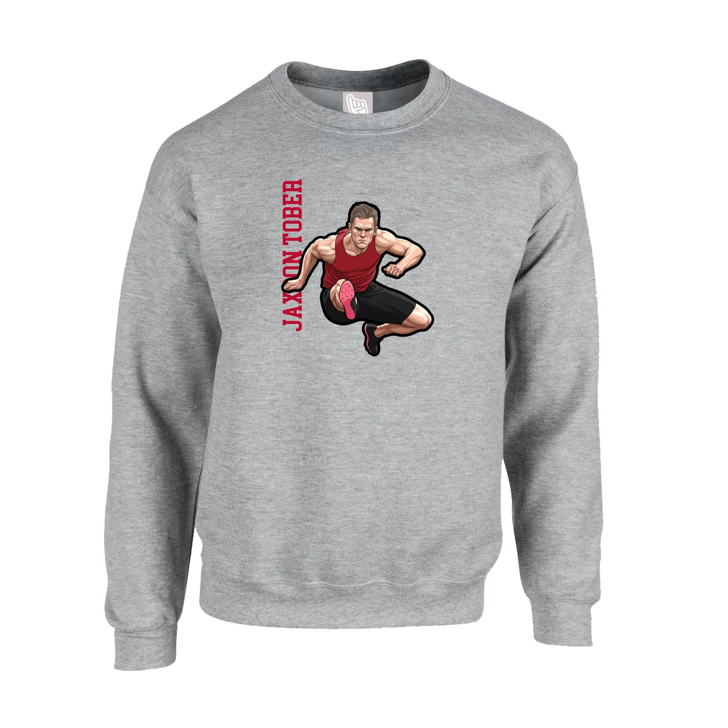 Fleece Crew — Name Vertical in Grey