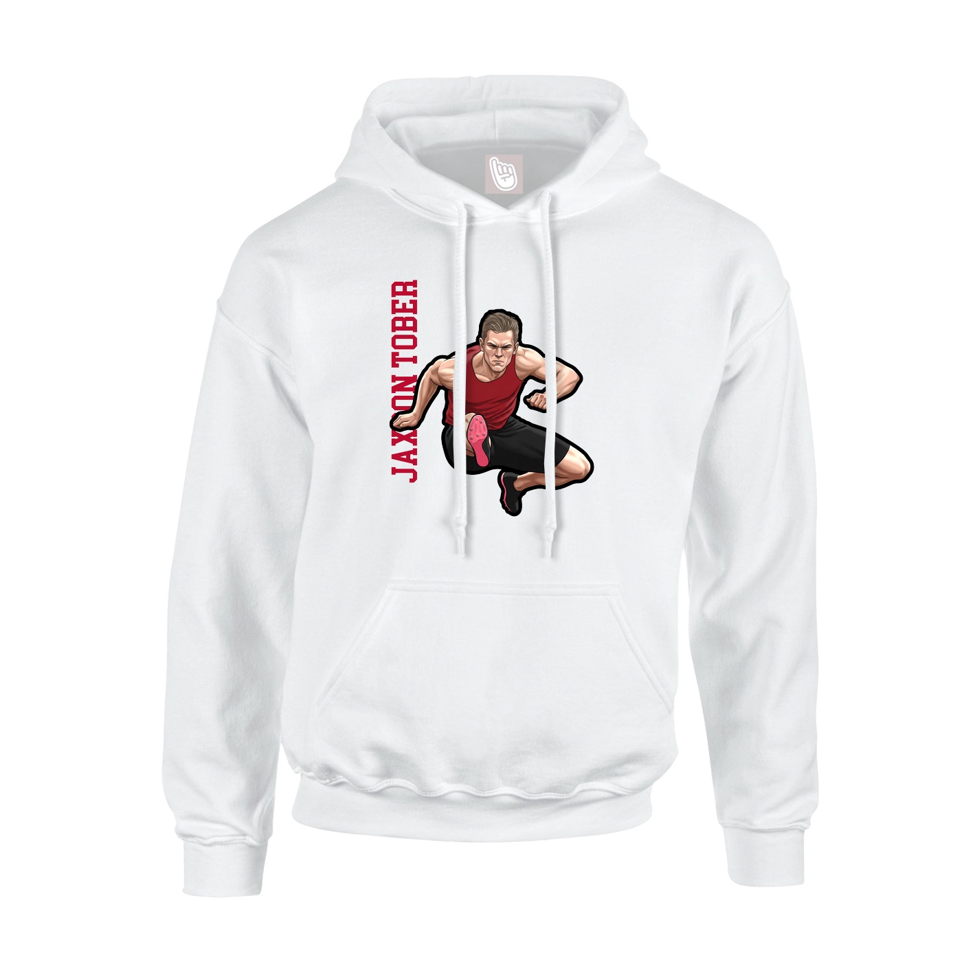 Youth Hoodie — Name Vertical in White