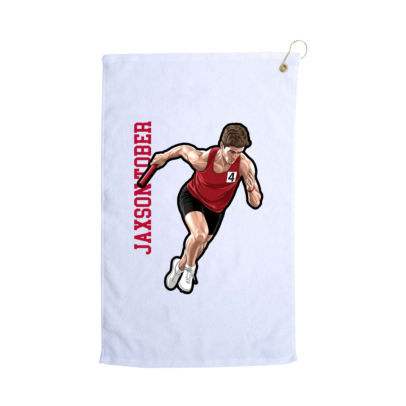 Golf Towel — Name Vertical in White
