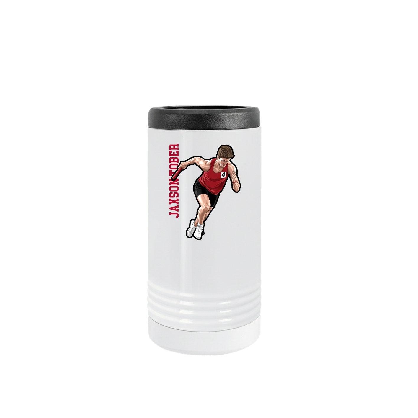 Slim Beverage Holder — Name Vertical in White