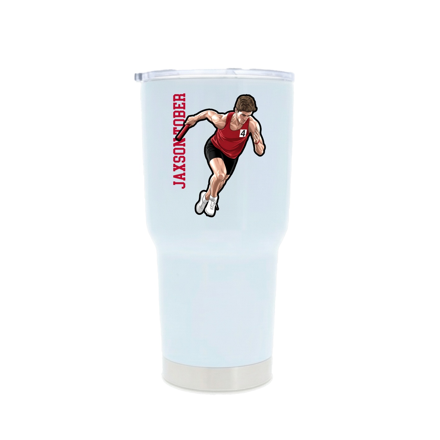 30oz Stainless Steel Tumbler — Name Vertical in White