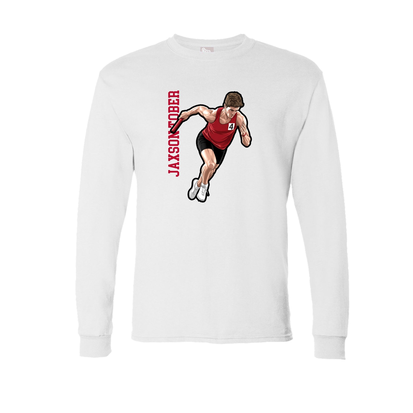 Long Sleeve Tee — Name Vertical in White