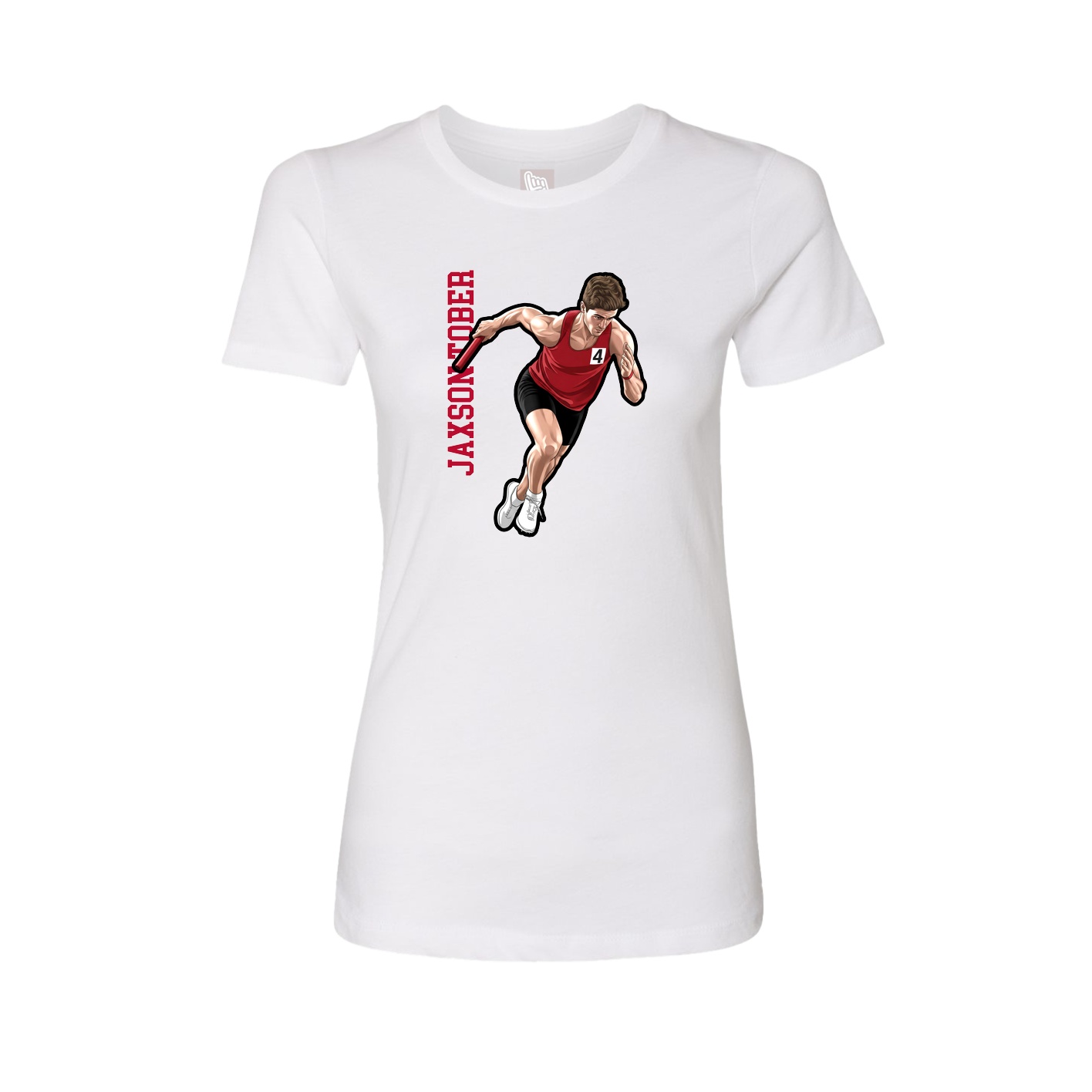 Womens Tee — Name Vertical in White