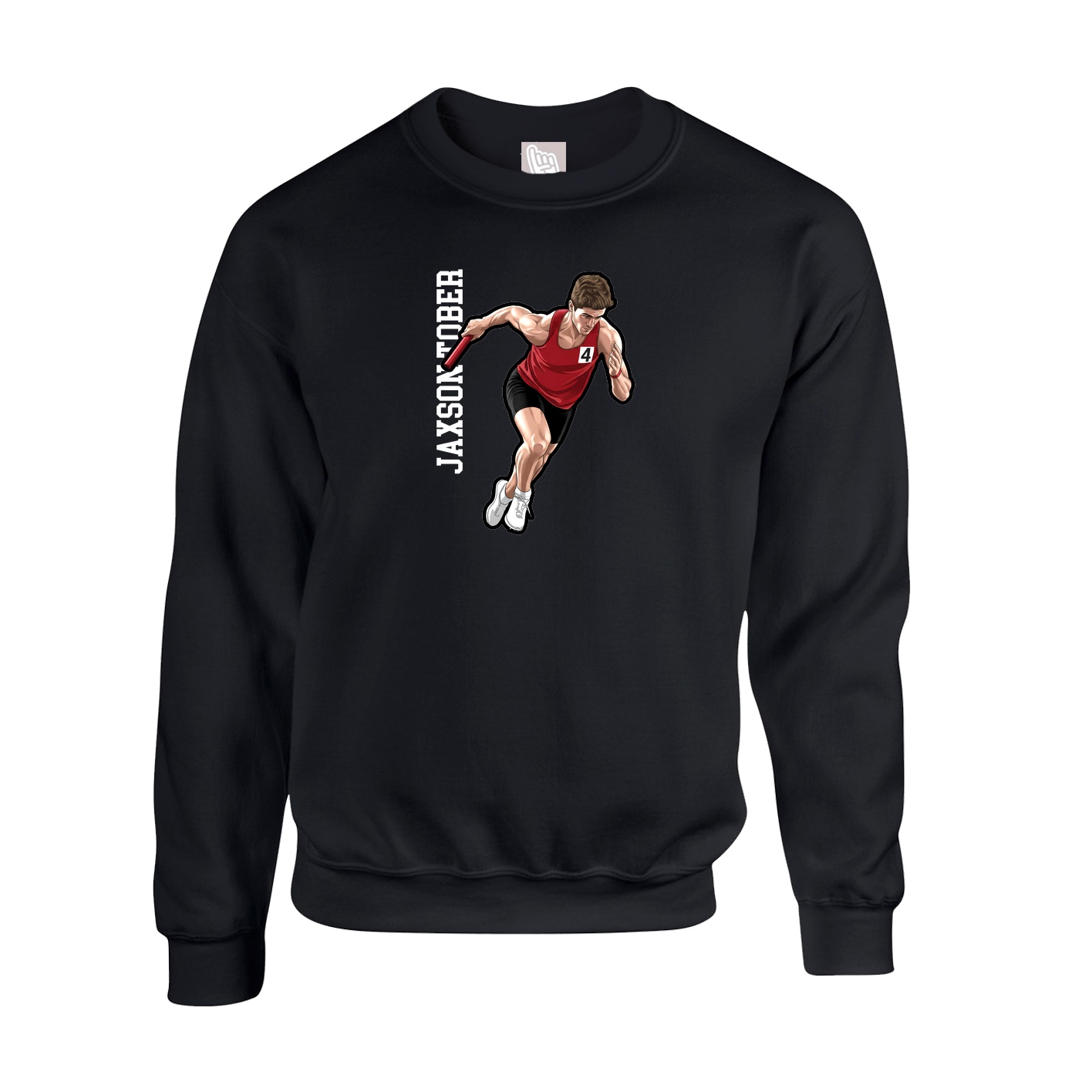 Fleece Crew — Name Vertical in Black
