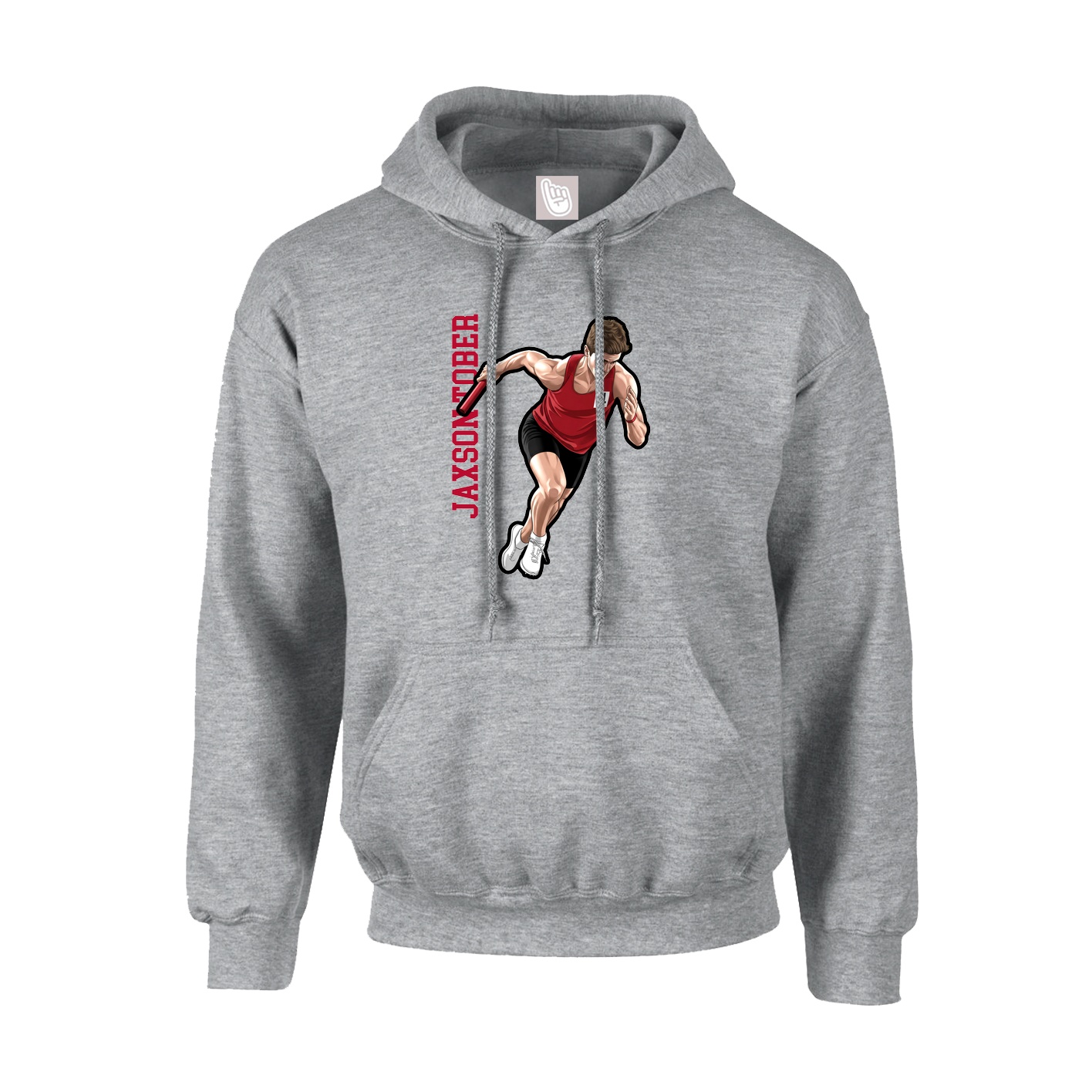 Youth Hoodie — Name Vertical in Grey