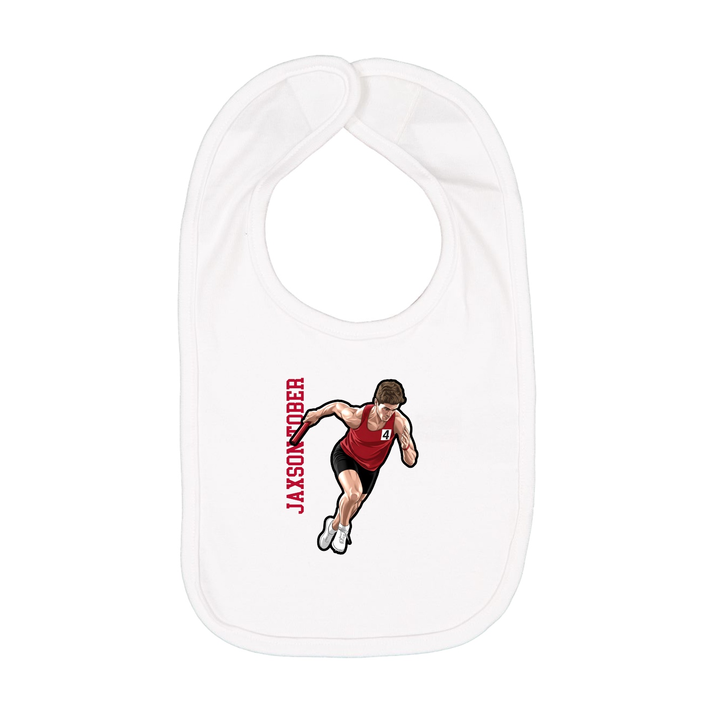 Infant Bib — Name Vertical in White