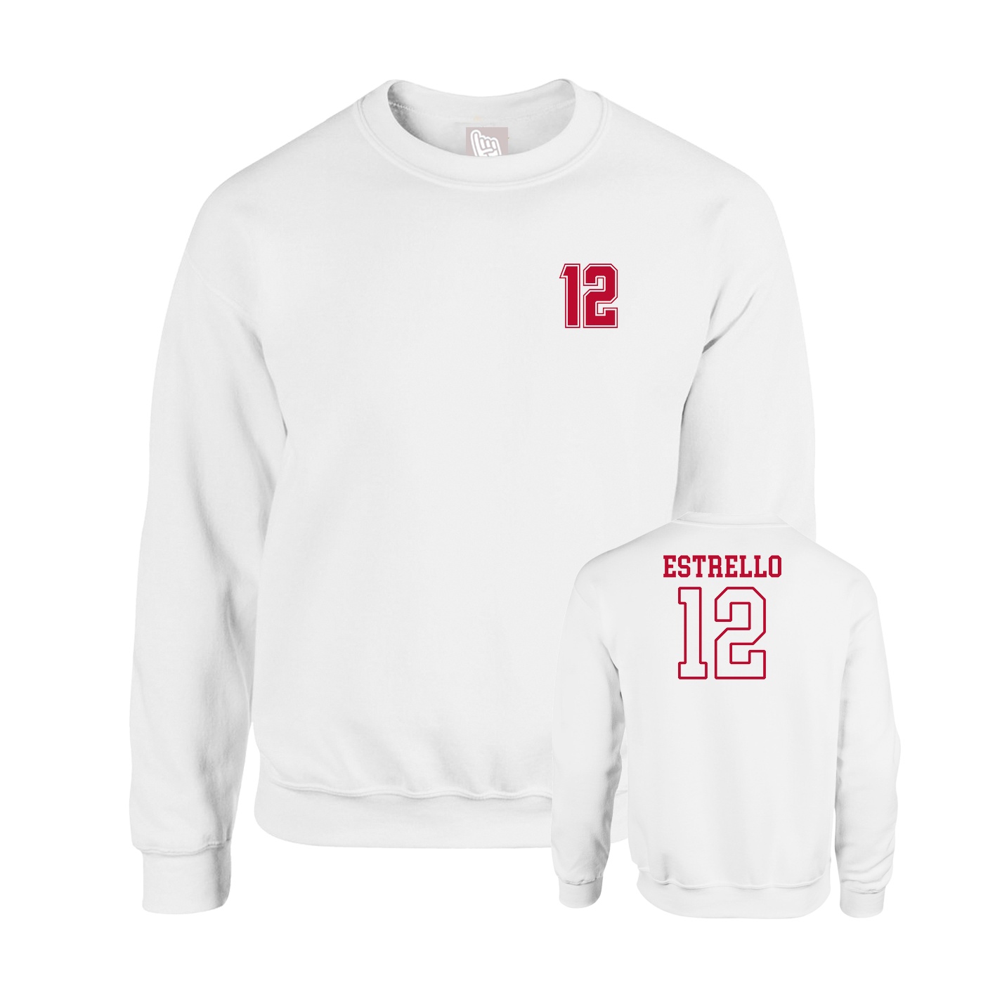 Fleece Crew — Chest Back in White