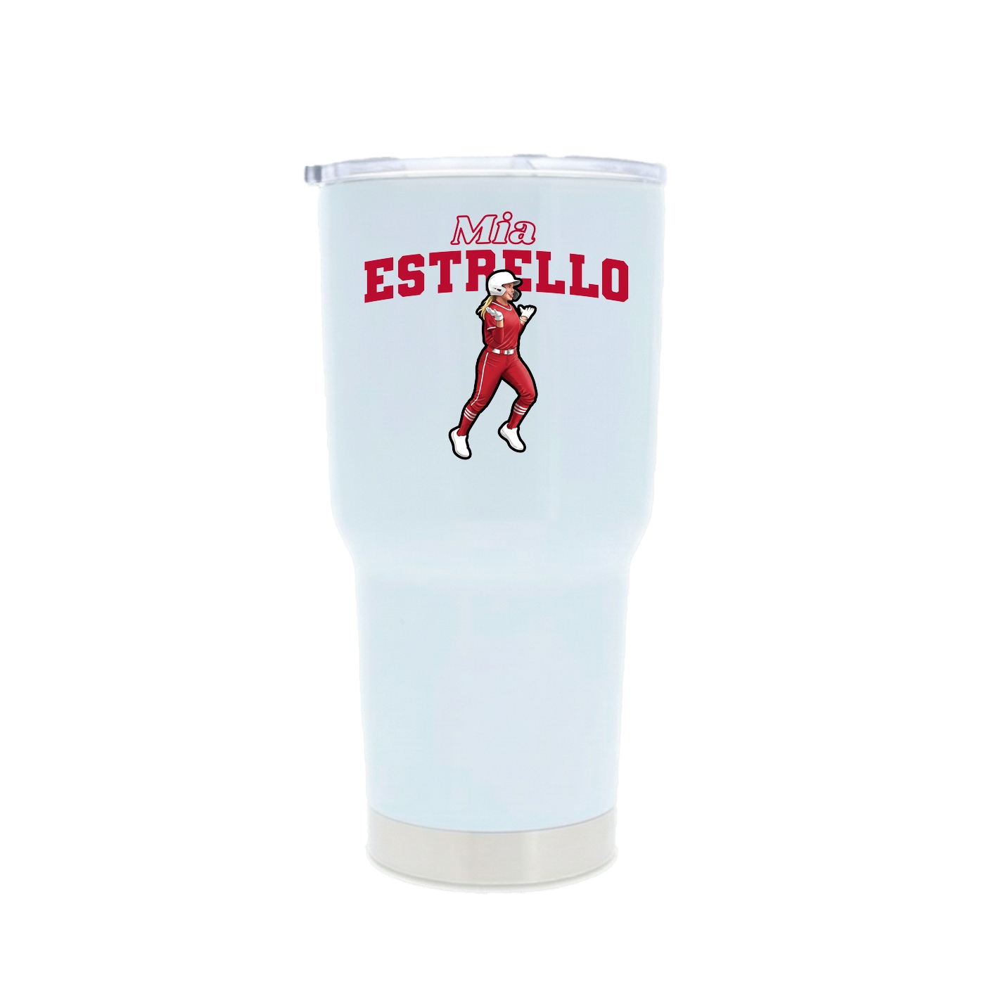30oz Stainless Steel Tumbler — Name Arch in White