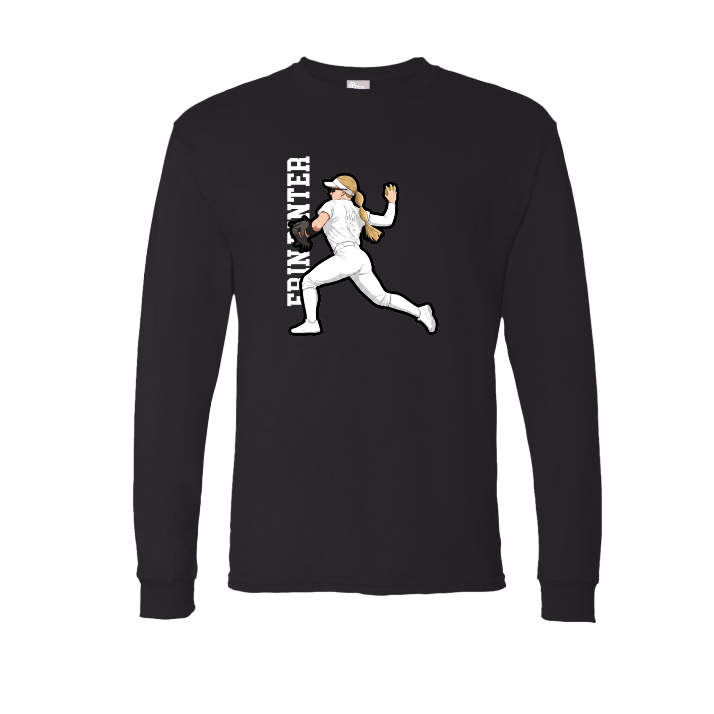 Long Sleeve Tee — Name Vertical in Black