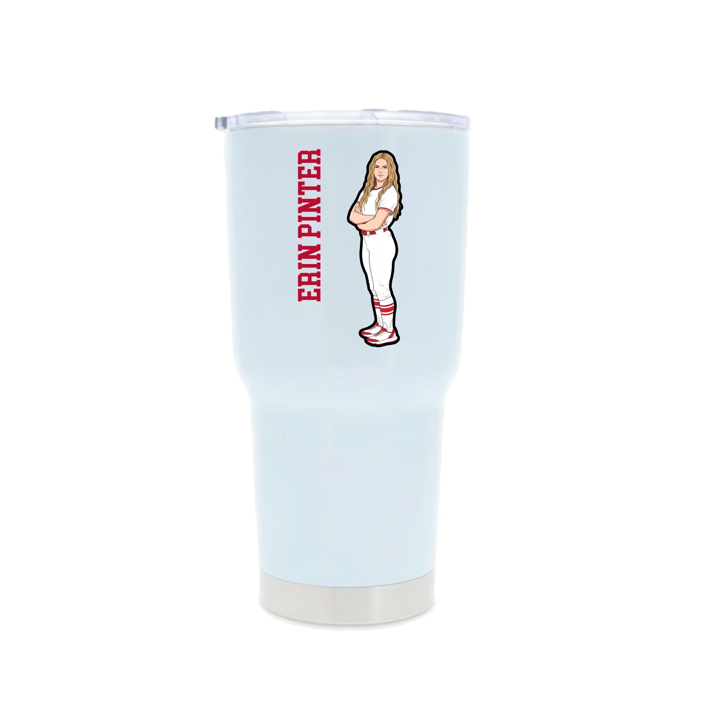 30oz Stainless Steel Tumbler — Name Vertical in White
