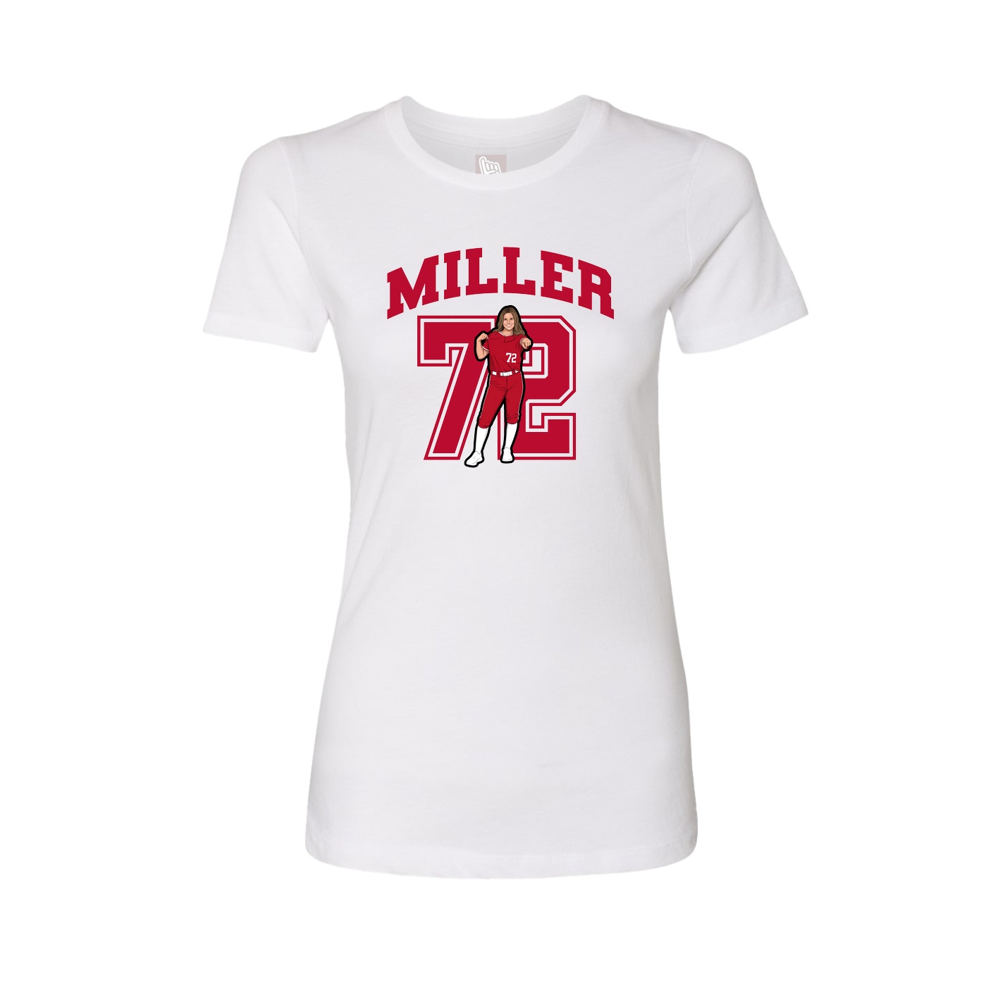 Fitted Women's Tee — Number in White