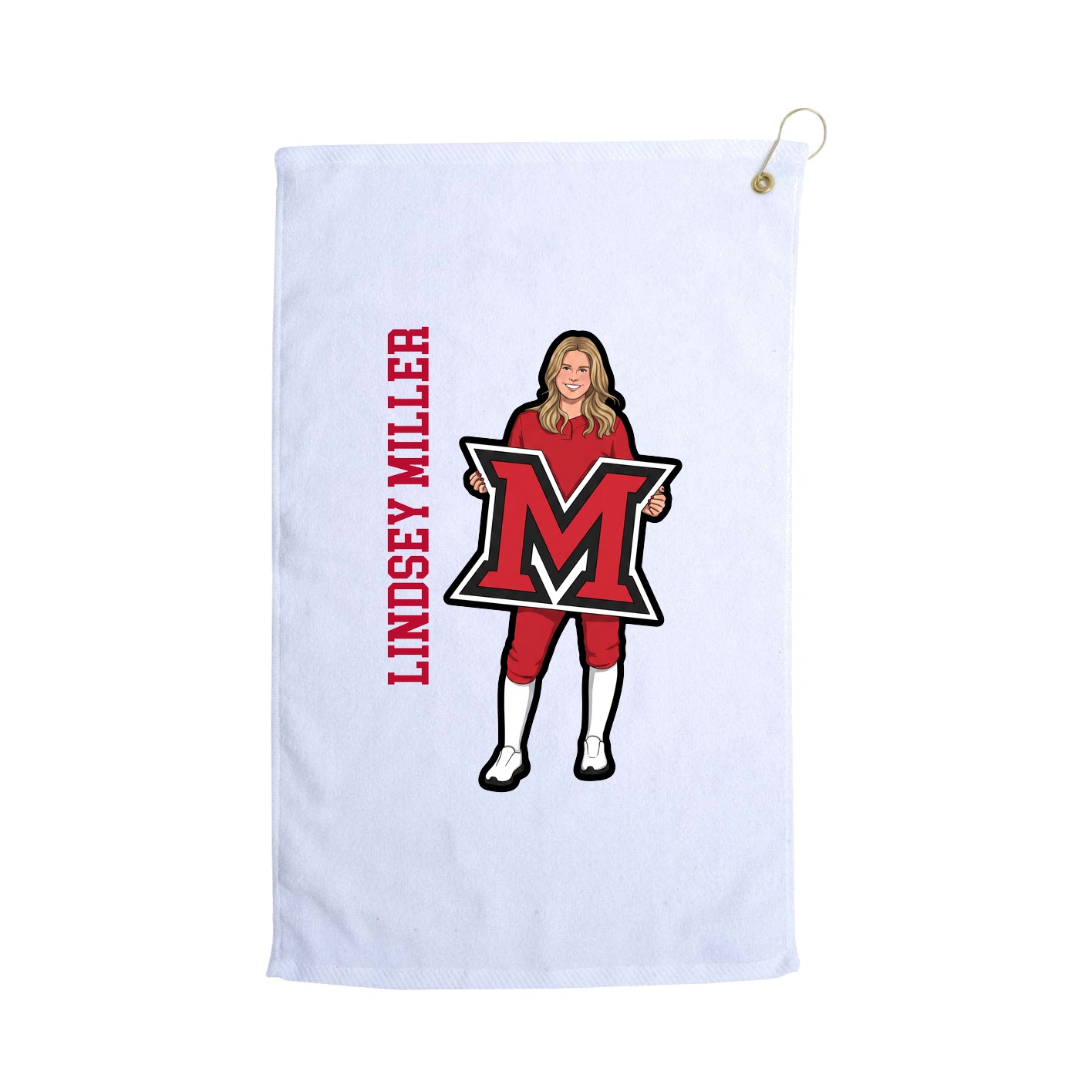 Golf Towel — Name Vertical in White