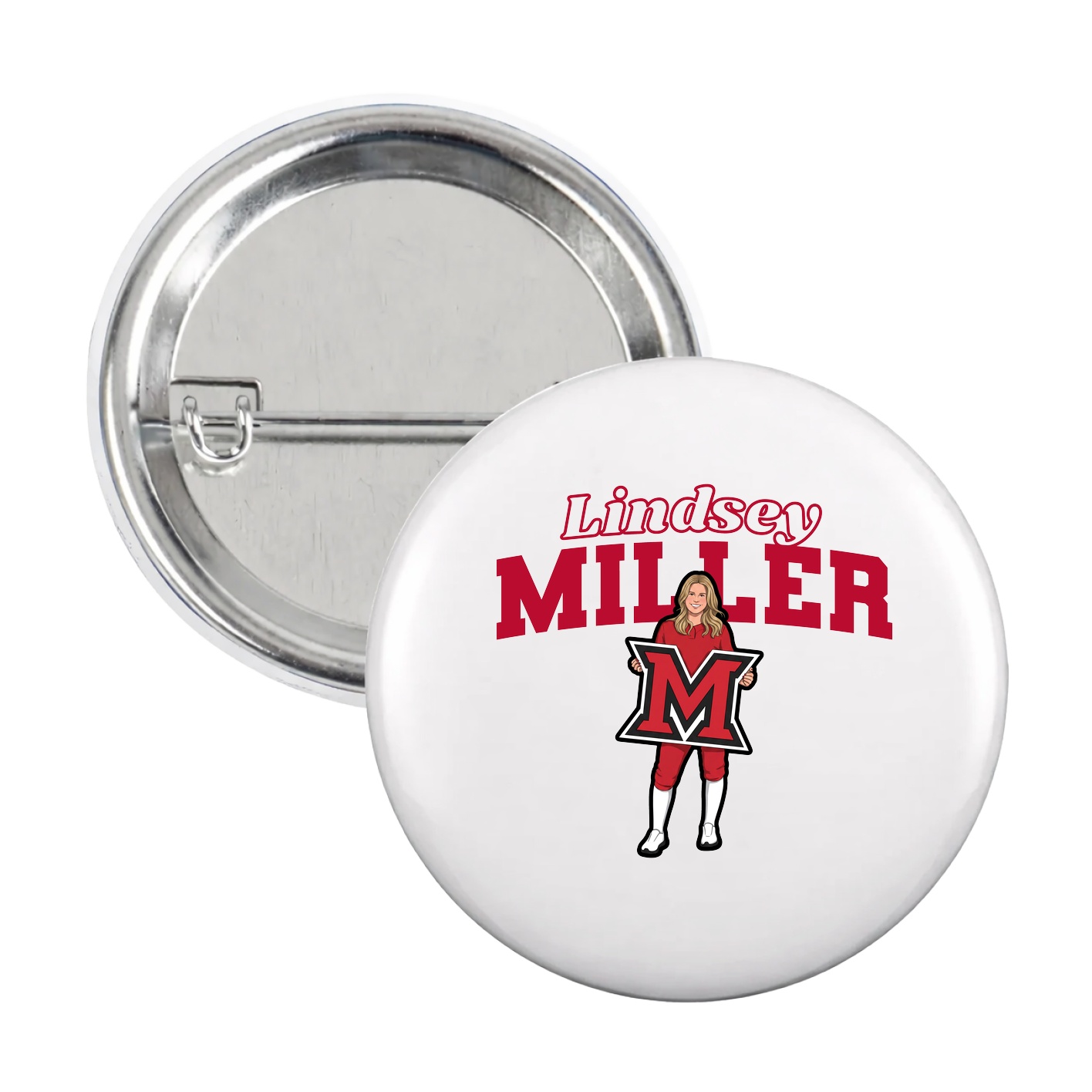 Game Day Button — Name Arch in White