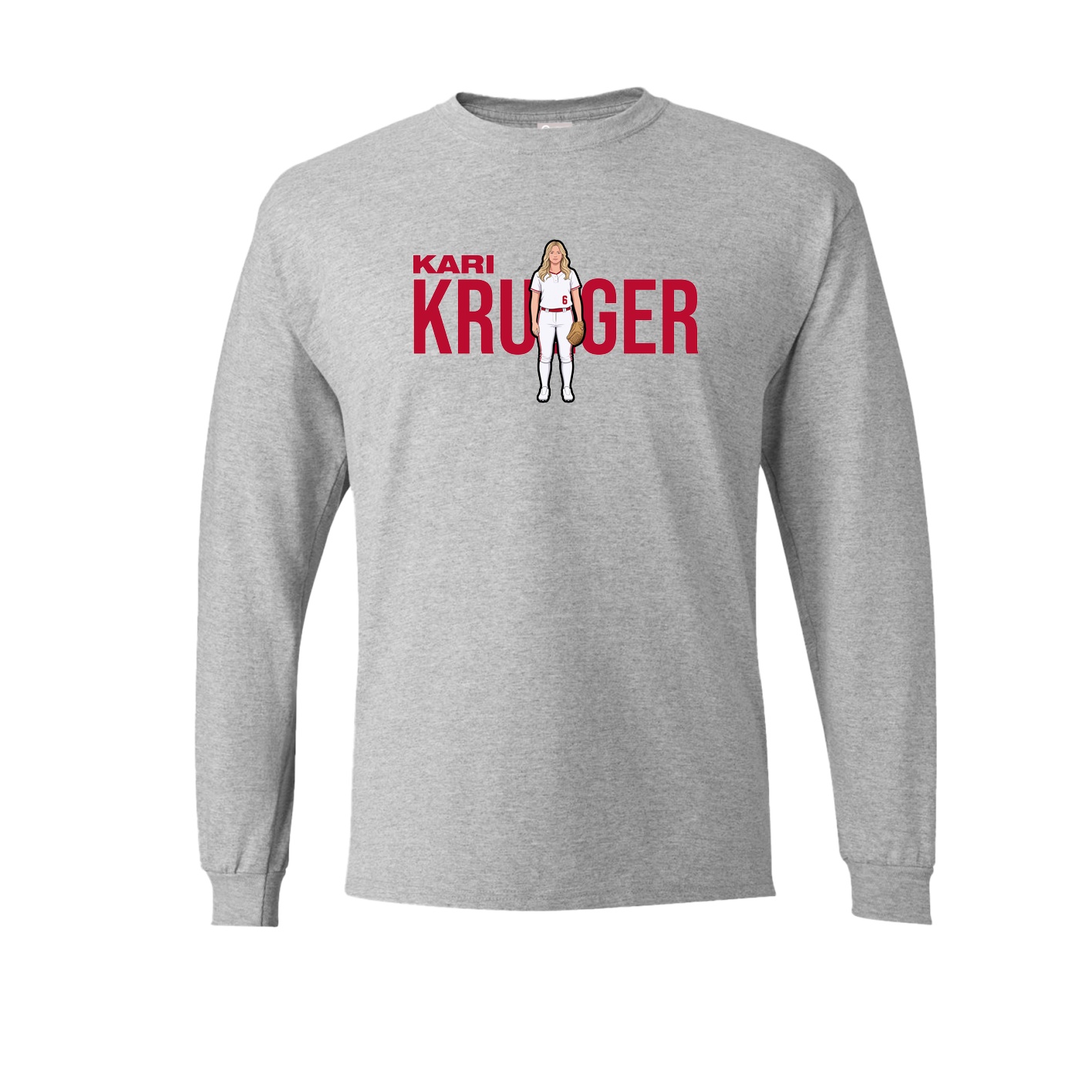 Long Sleeve Tee — Player Name in Grey