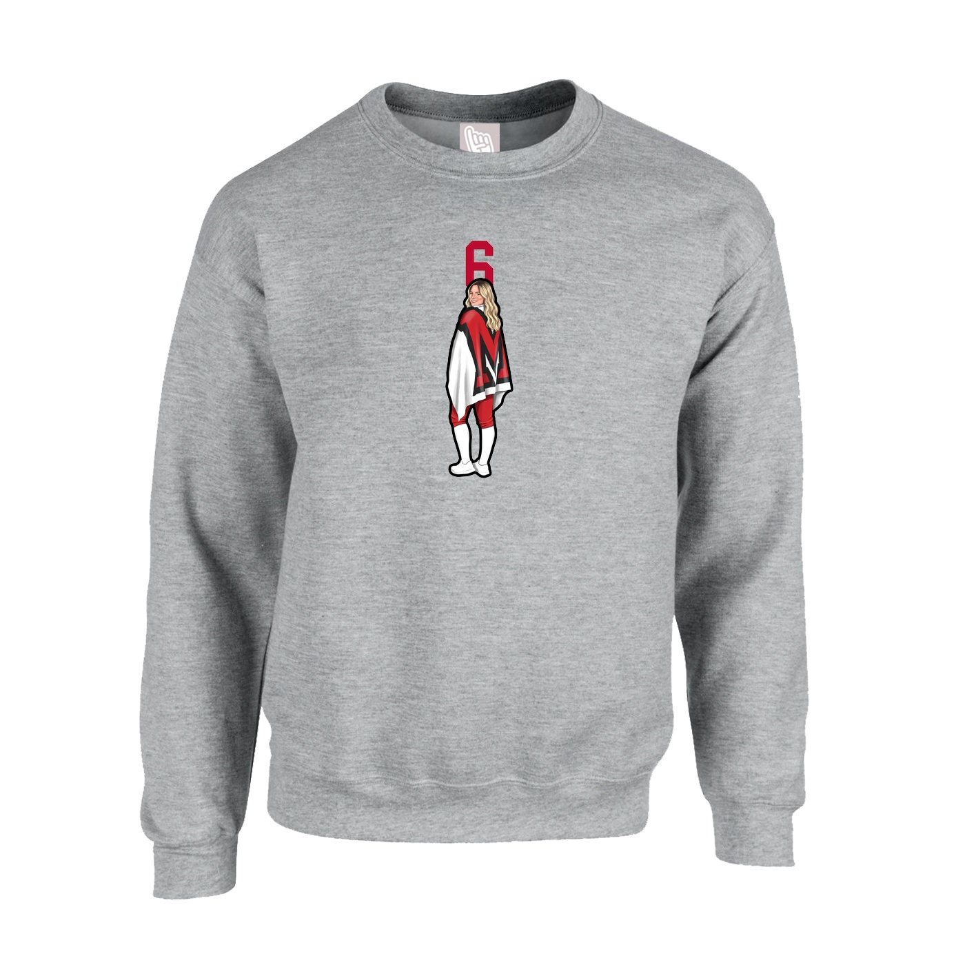 Fleece Crew — Number Top in Grey
