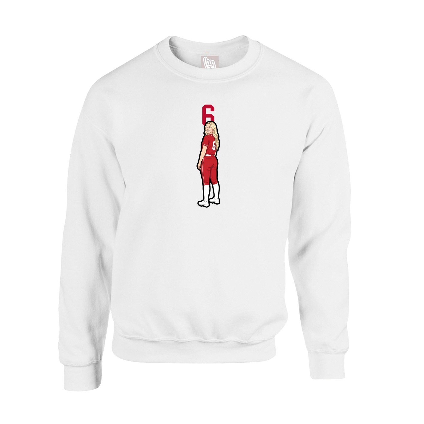 Fleece Crew — Number Top in White